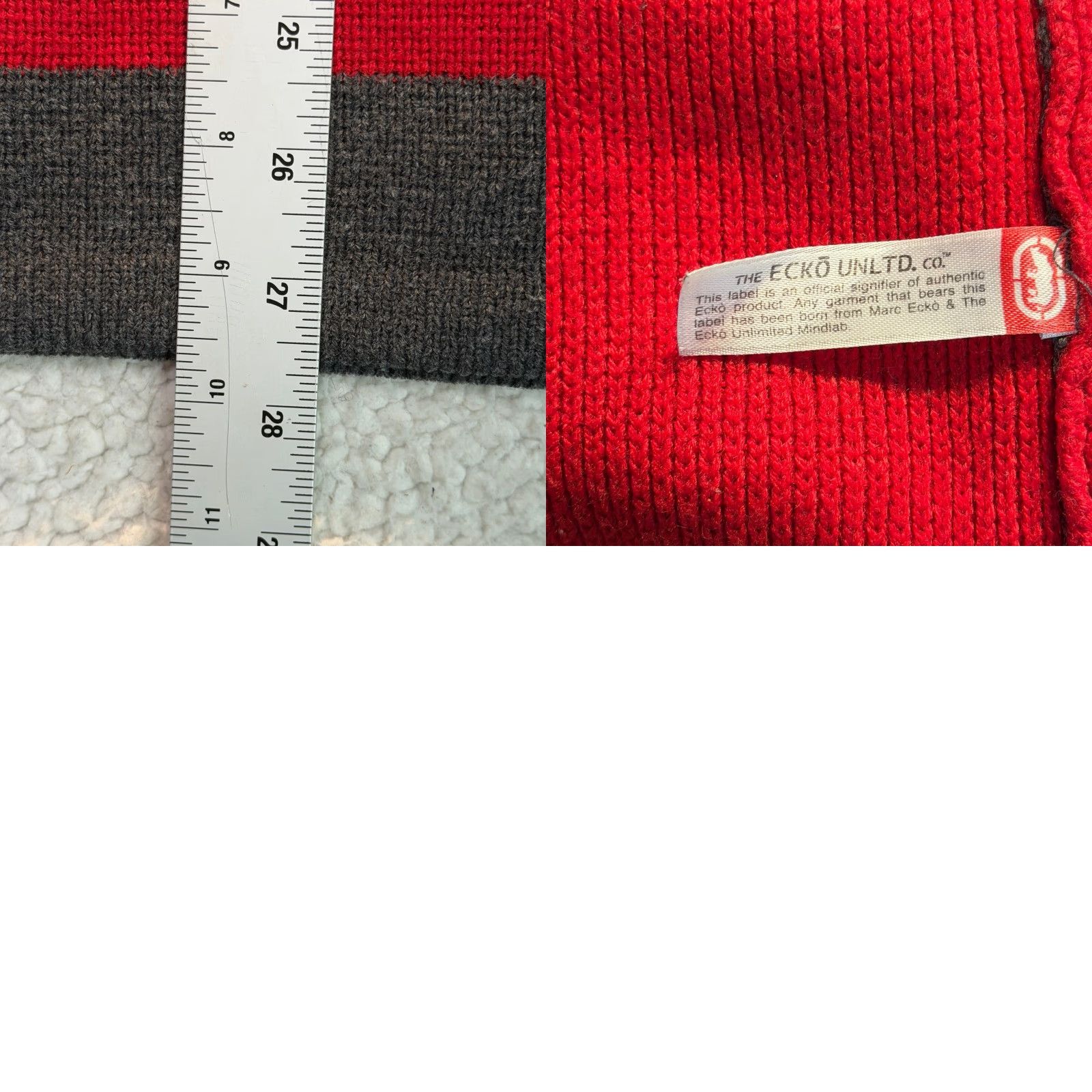 Ecko Unltd. VINTAGE Ecko Unltd. Sweater Mens XL Gray Red Striped Acrylic Crewneck Y2K Knit Shirt Size US L / EU 52-54 / 3 - 8 Thumbnail