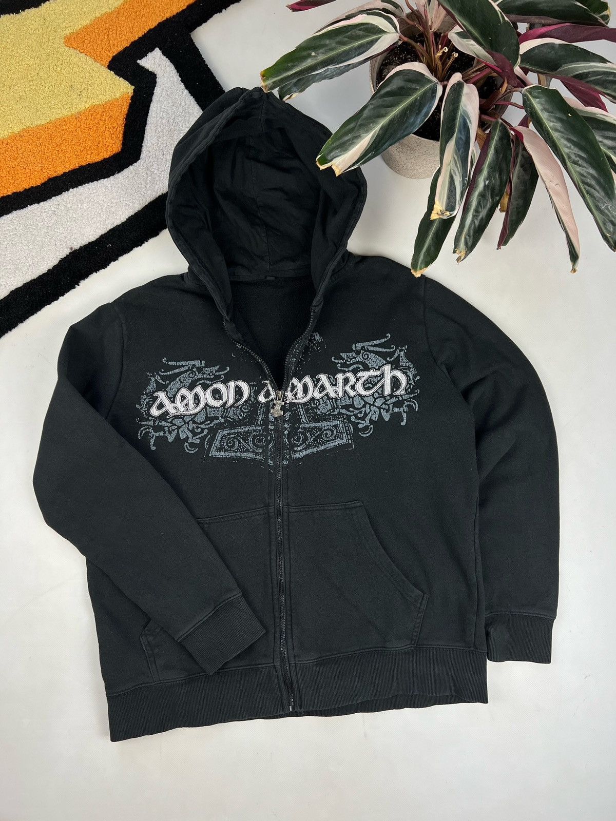 Band Tees × Vintage VINTAGE Y2K AMON AMARTH AMAZING FADED BAND ZIP HOODIE Size US M / EU 48-50 / 2 - 5 Thumbnail