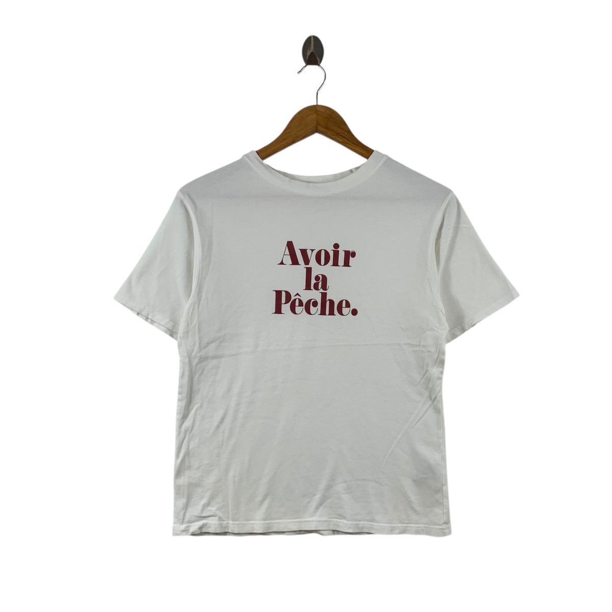 Vintage AVOIR LA PECHE Paris France Slang Full With Spirit Tee Size S / US 4 / IT 40 - 1 Thumbnail