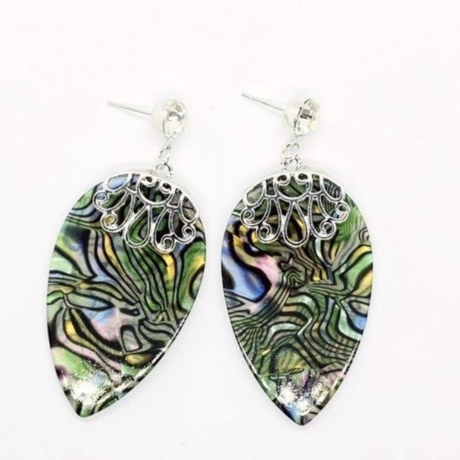 Other NWT Abalone Colored Gold-Tone Pear Dangle Earrings Size ONE SIZE - 3 Thumbnail