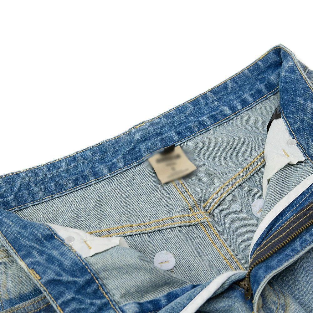 Men's street punk loose straight ink-splashed ripped jeans