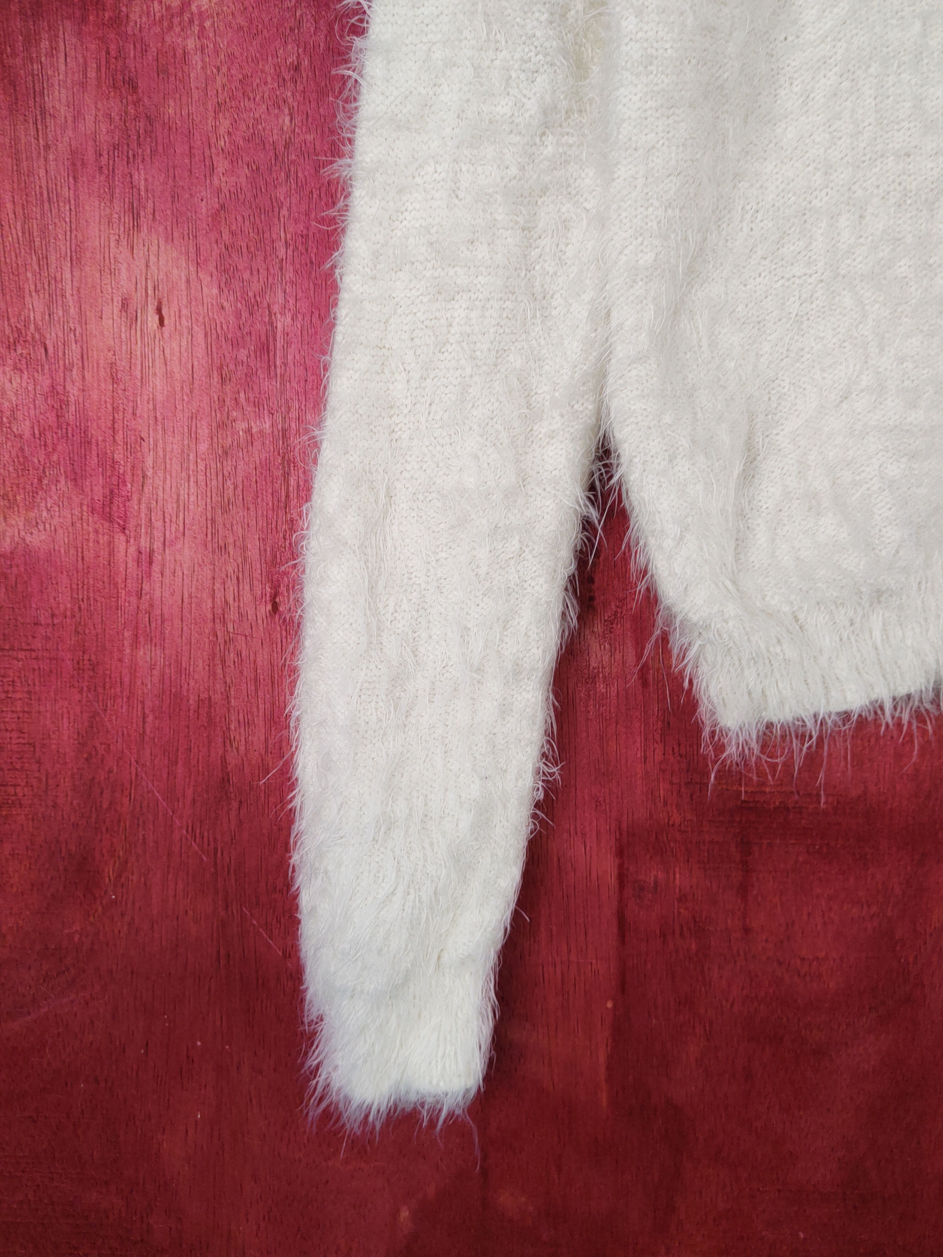 Homespun Knitwear Grove Ivory Shag Shaggy Fur Mohair Knitwear #S2060 Size M / US 6-8 / IT 42-44 - 4 Thumbnail