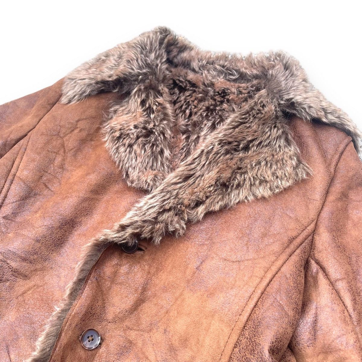 Le Grande Bleu (L.G.B.) 🇯🇵 MALE & CO SUEDE LEATHER LINED FUR SHERPA HEAVY COAT Size US M / EU 48-50 / 2 - 6 Thumbnail