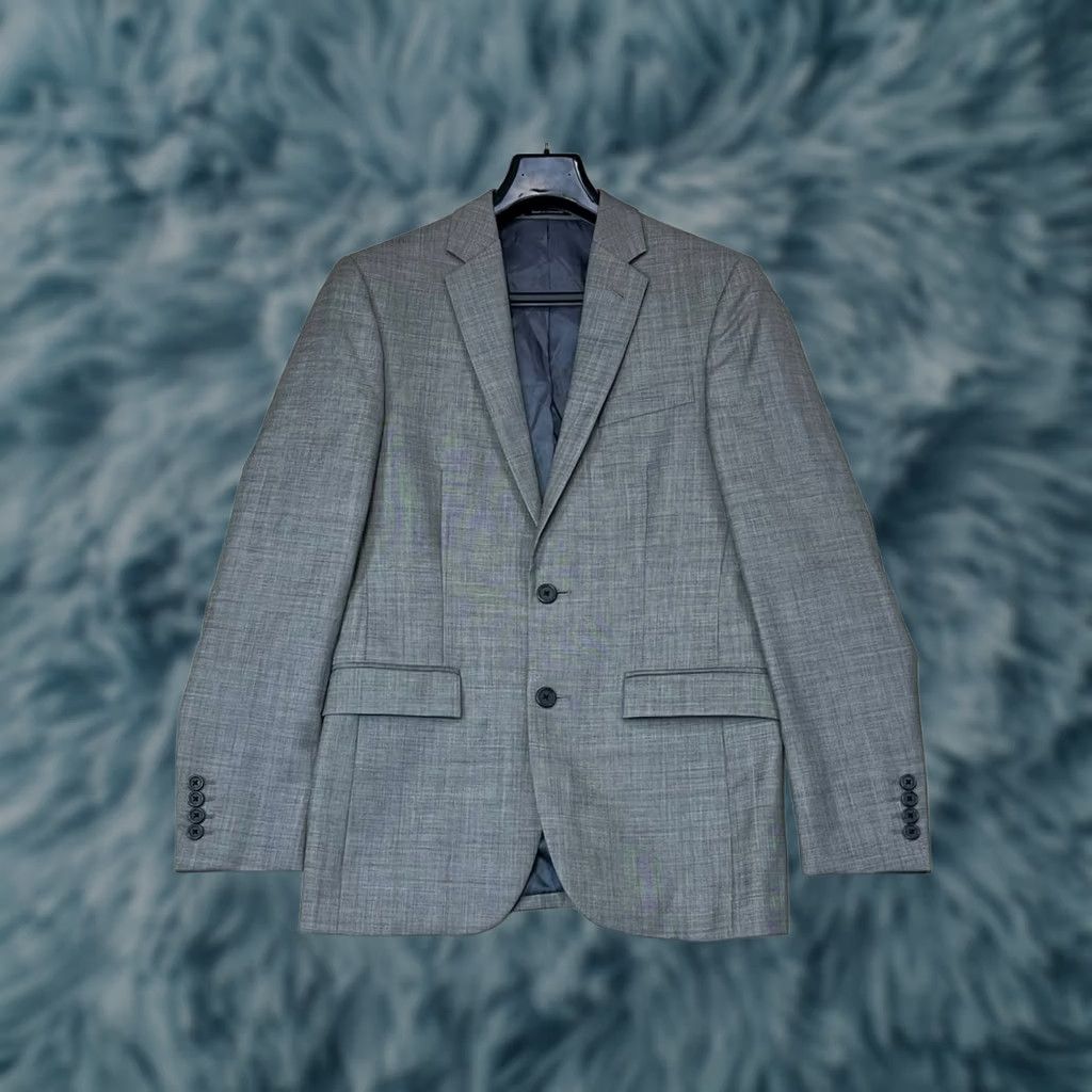 Egara EGARA Blazer Slim Fit 100% Wool Gray Men 36R Regular Notch Lapel 2-Button Single-Breasted Jacket, Designer, Modern, Business Formal Size 36R - 1 Thumbnail