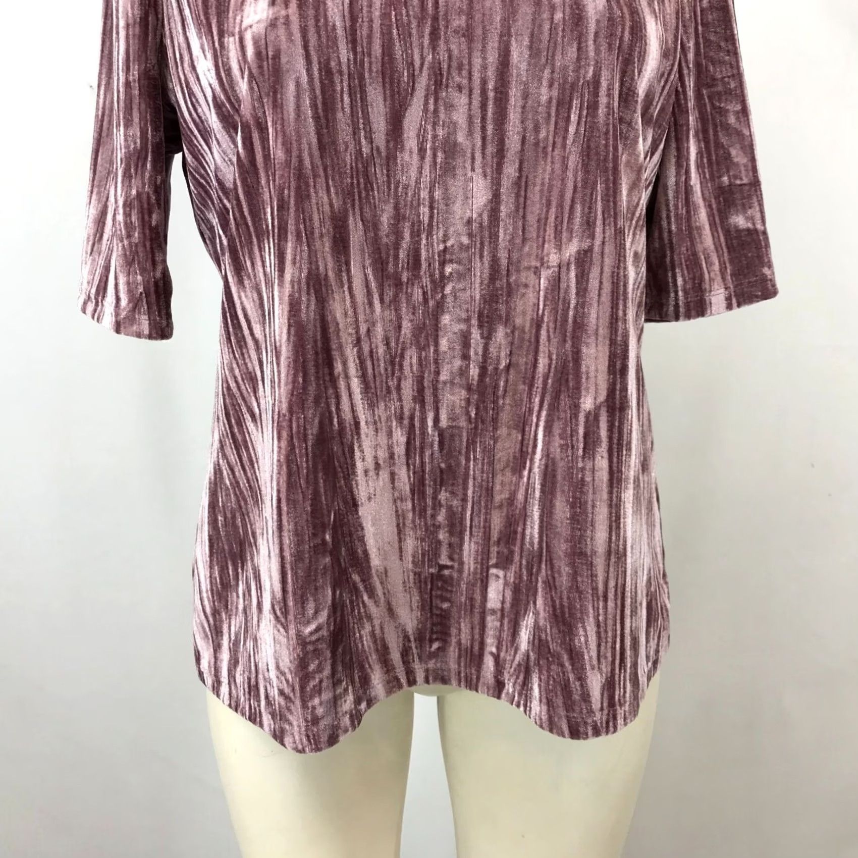 Vintage PILCRO Blouse Womens L Pink High Neck Elbow Length Sleeve Velour Top Size L / US 10 / IT 46 - 3 Thumbnail
