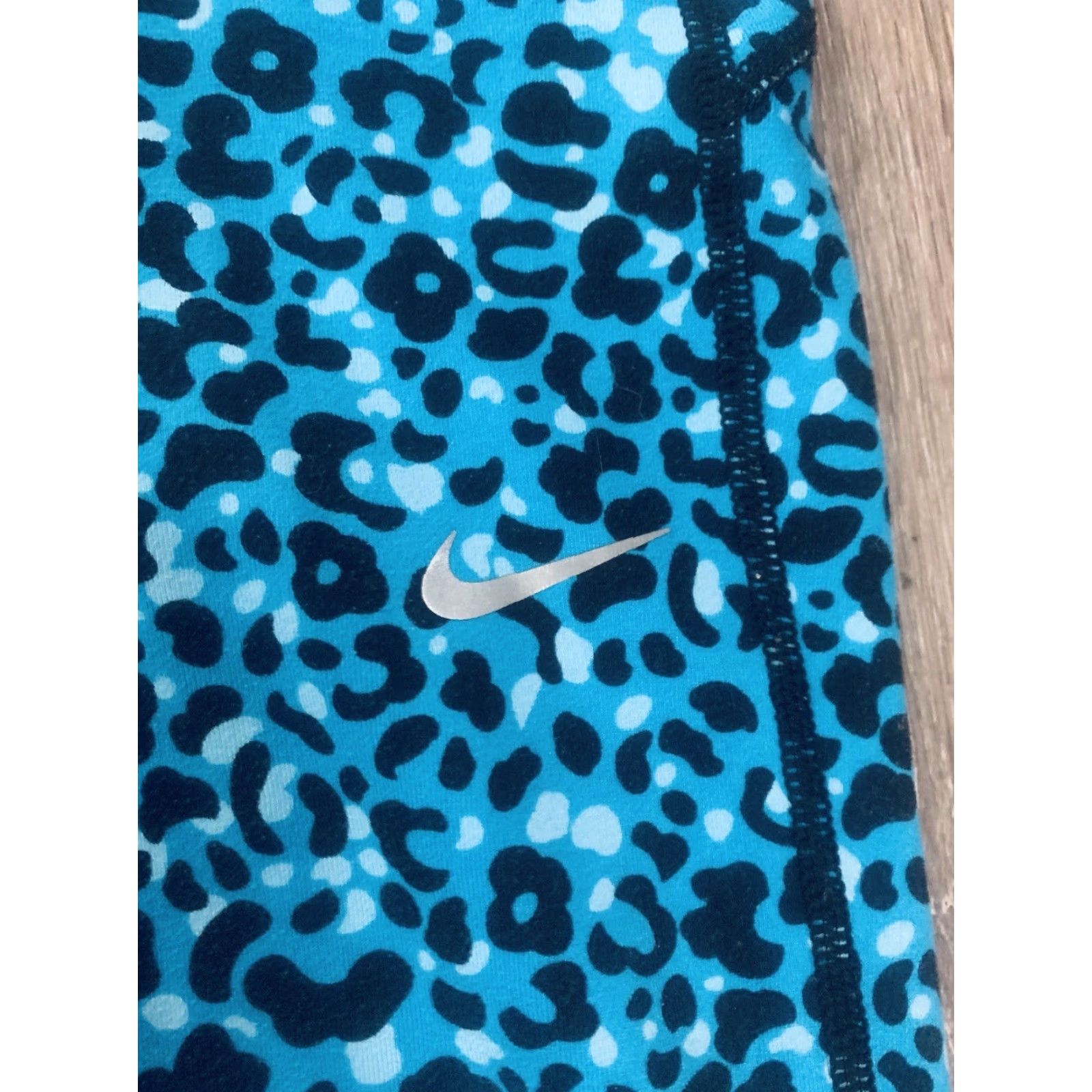 Nike Nike DRI-FIT Leopard Print Leggings Women's S Blue Fitness Athletic Skinny Pants Size 28" / US 6 / IT 42 - 2 Thumbnail