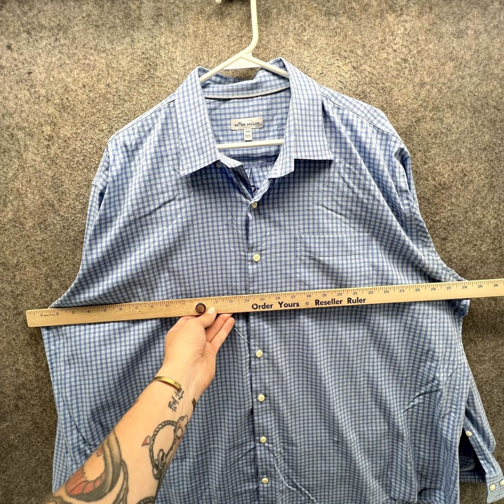 Peter Millar Peter Millar Shirt Mens 2XL Blue Check Long Sleeve Button Front Casual Woven Size US XXL / EU 58 / 5 - 5 Thumbnail
