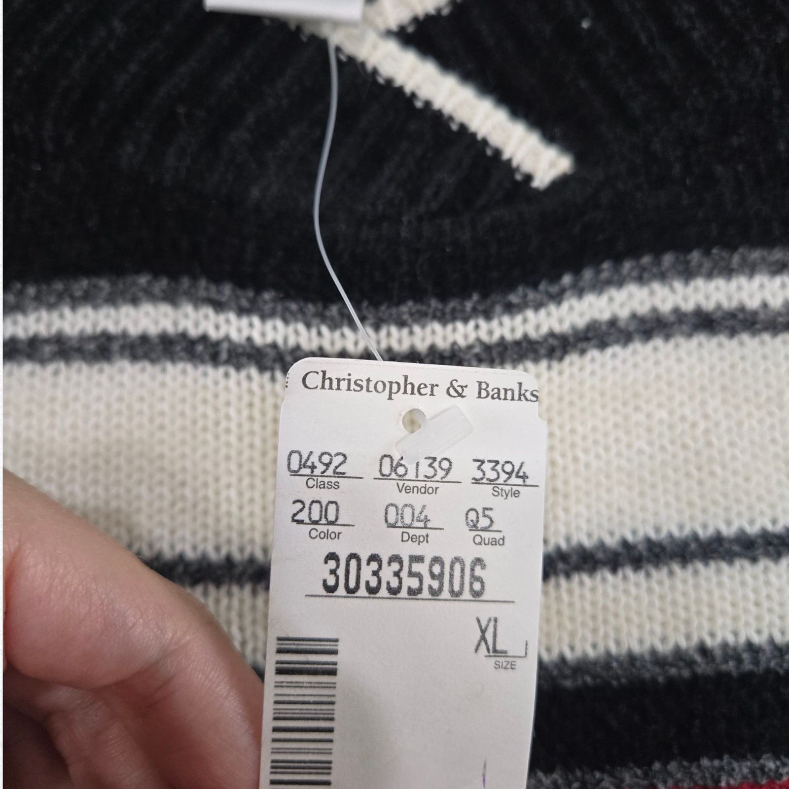 Vintage Y2K Fall Striped Leaf Knit Black Red White Sweater Size XL Size XL / US 12-14 / IT 48-50 - 7 Thumbnail