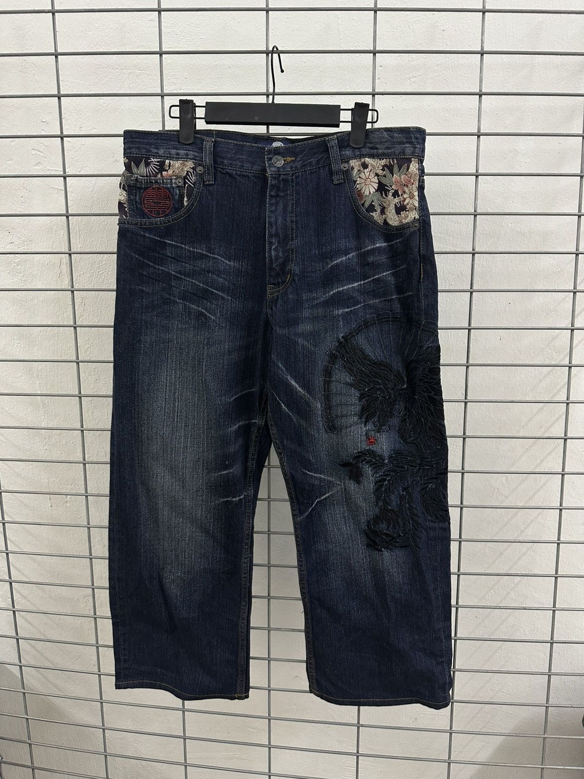 Karakuri Tamashii Karakuri Tamashi Buden Embroidery Eagle Sukajan Jeans Size US 33 - 1 Thumbnail
