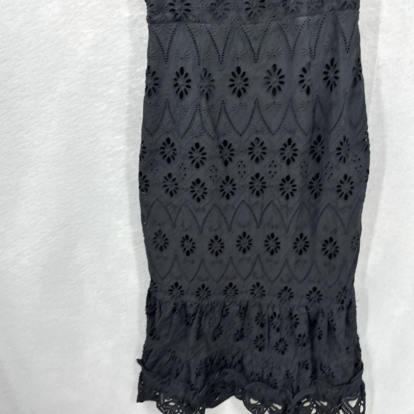 Shona Joy VINTAGE Shona Joy Black Lace Ruffle Midi Dress Women 2 Bohemian Party Summer Spring Fall Size XS / US 0-2 / IT 36-38 - 7 Thumbnail