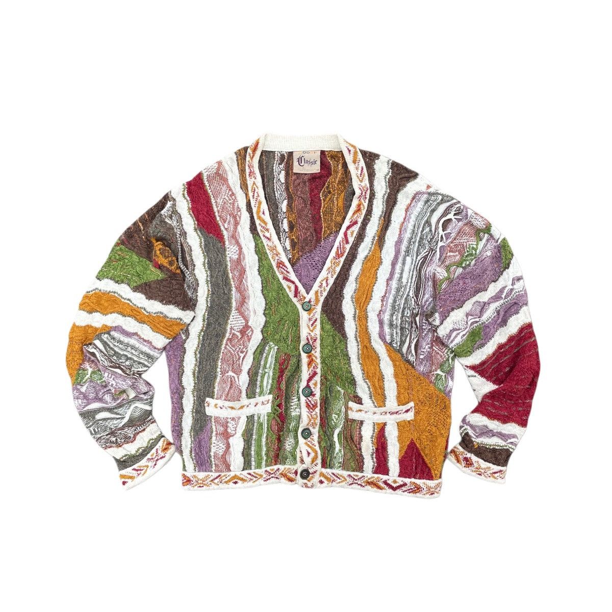 Rare?Vintage Coogi Sweater- multicolour Cardigan Biggie
