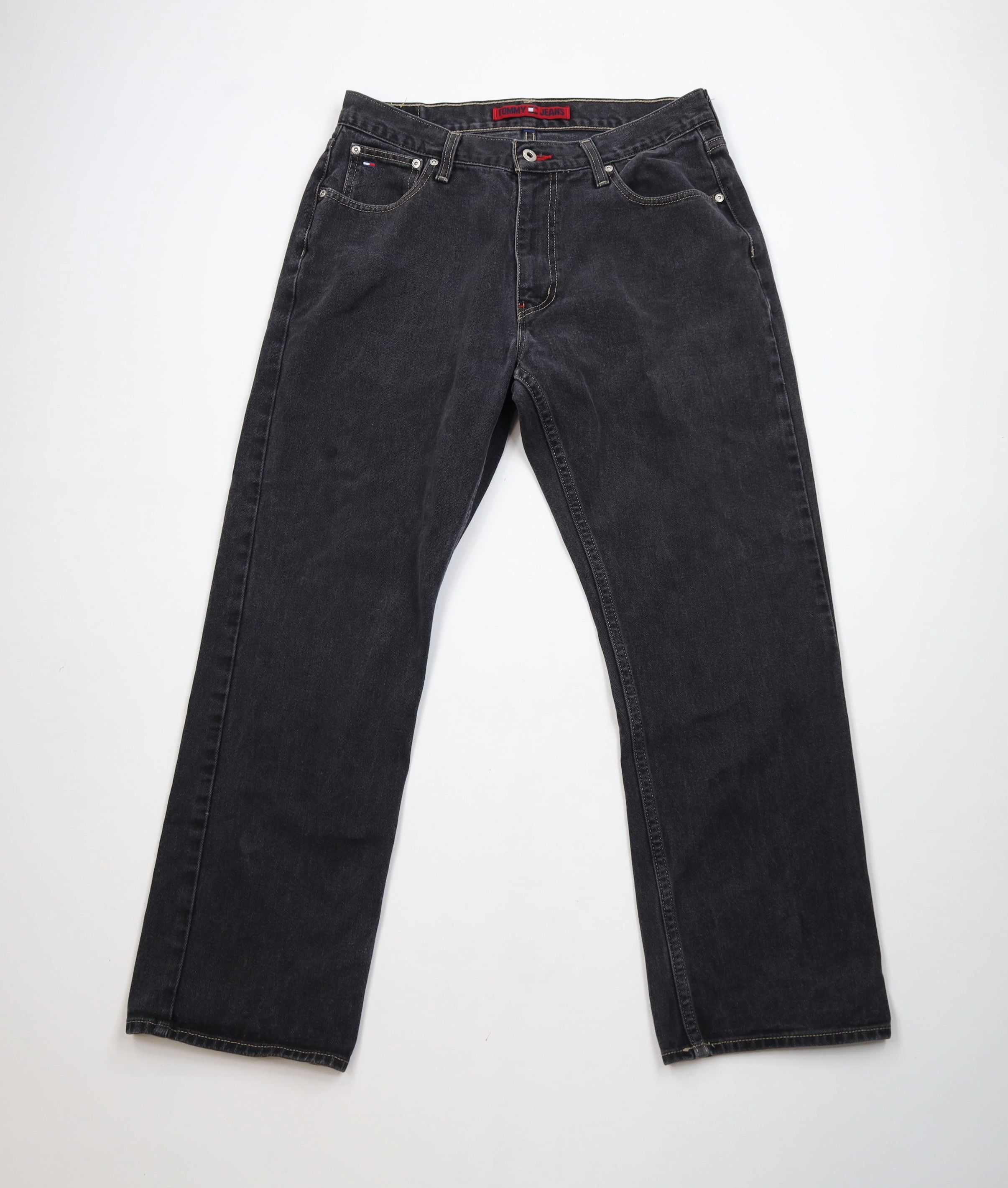 Vintage 90s Tommy Hilfiger Baggy Wide Leg Denim Jeans Black