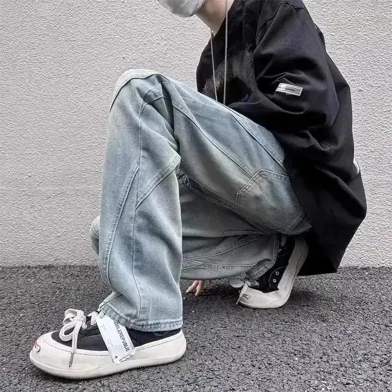 Japanese Brand Retro patchwork straight leg jeans Size US 32 / EU 48 - 2 Thumbnail
