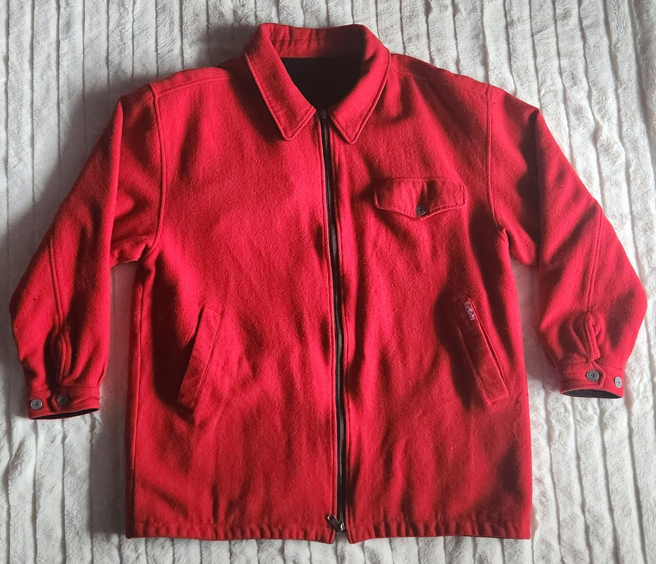 image of Marlboro Reversible Red Black Wool Jacket Coat in Black/Red, Men's (Size XL)