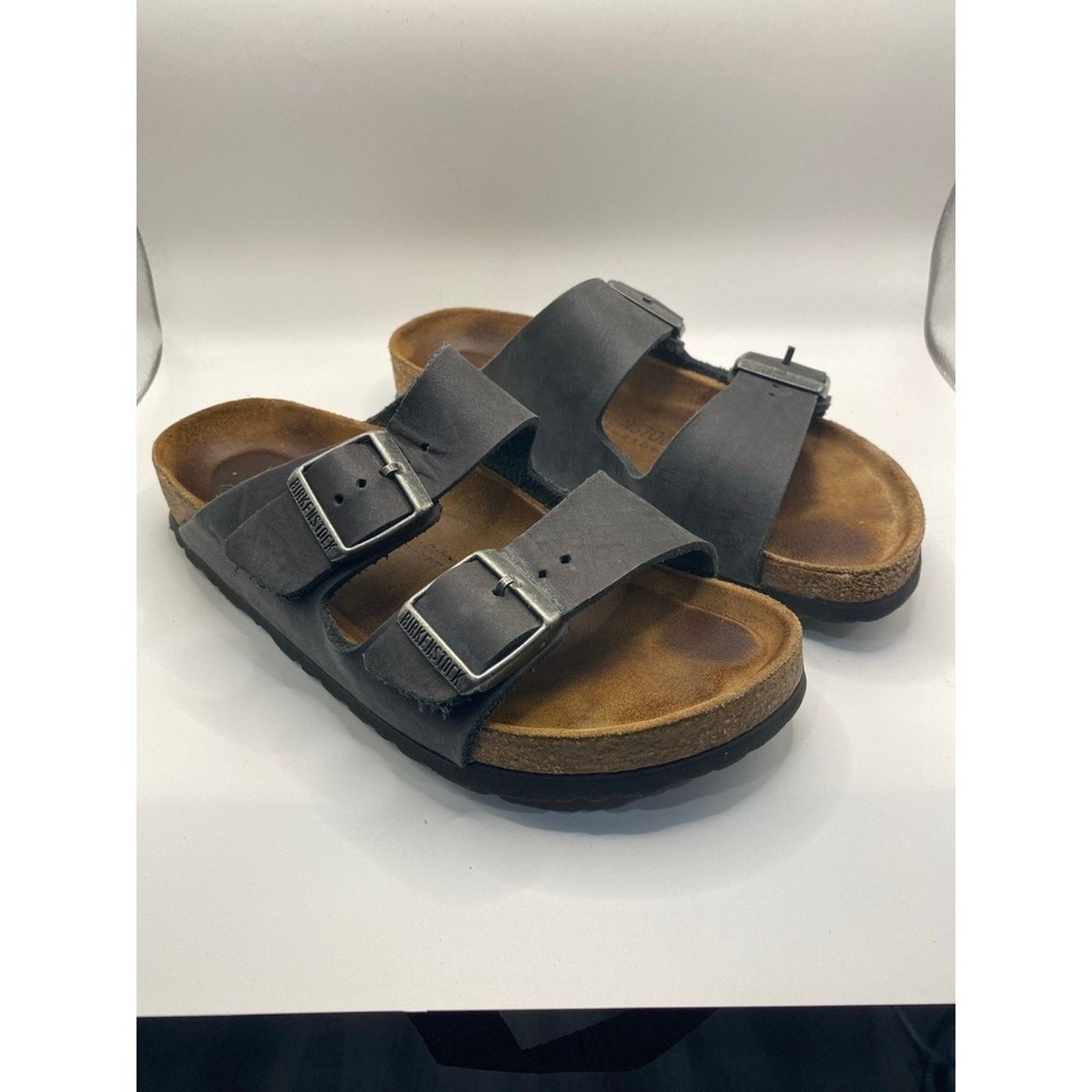 Birkenstock Arizona Suede Leather Dark Gray Sandals Men's