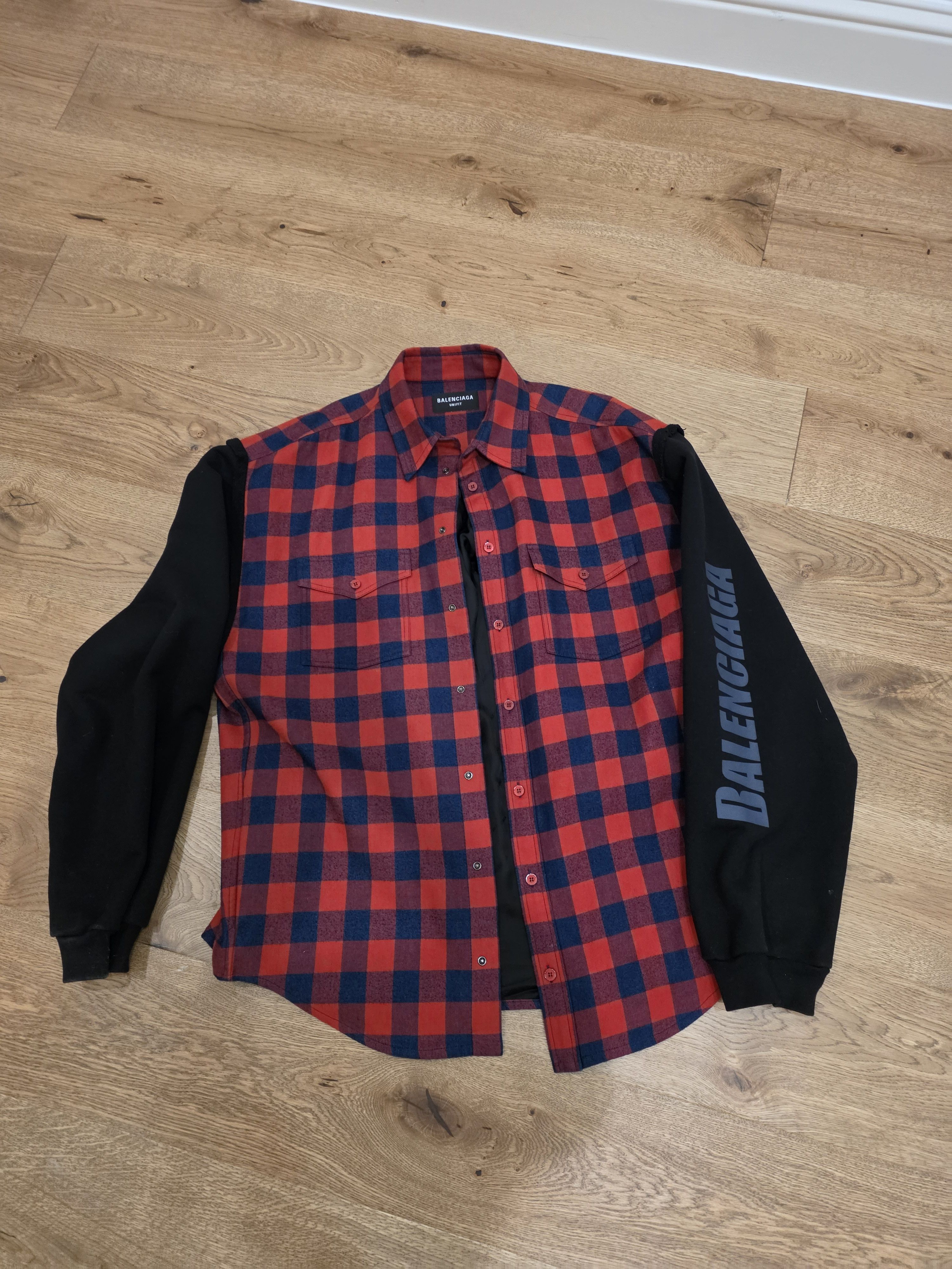 Balenciaga Balenciaga Bleached Flannel Check Shirt Jacket with