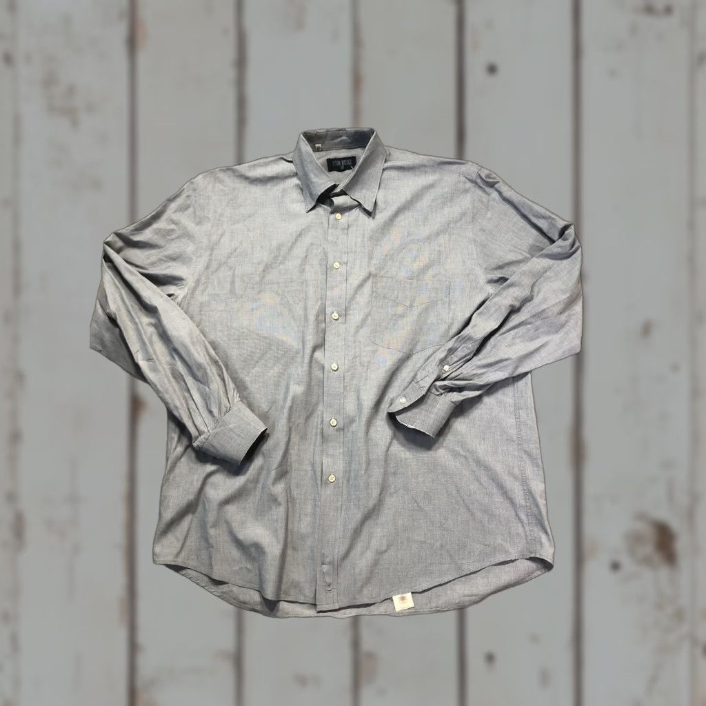 Eton Eton Blues Dress Shirt Mens 16.5 Blue Solid Long Sleeve Button Front Casual Shirt Size US XL / EU 56 / 4 - 1 Thumbnail