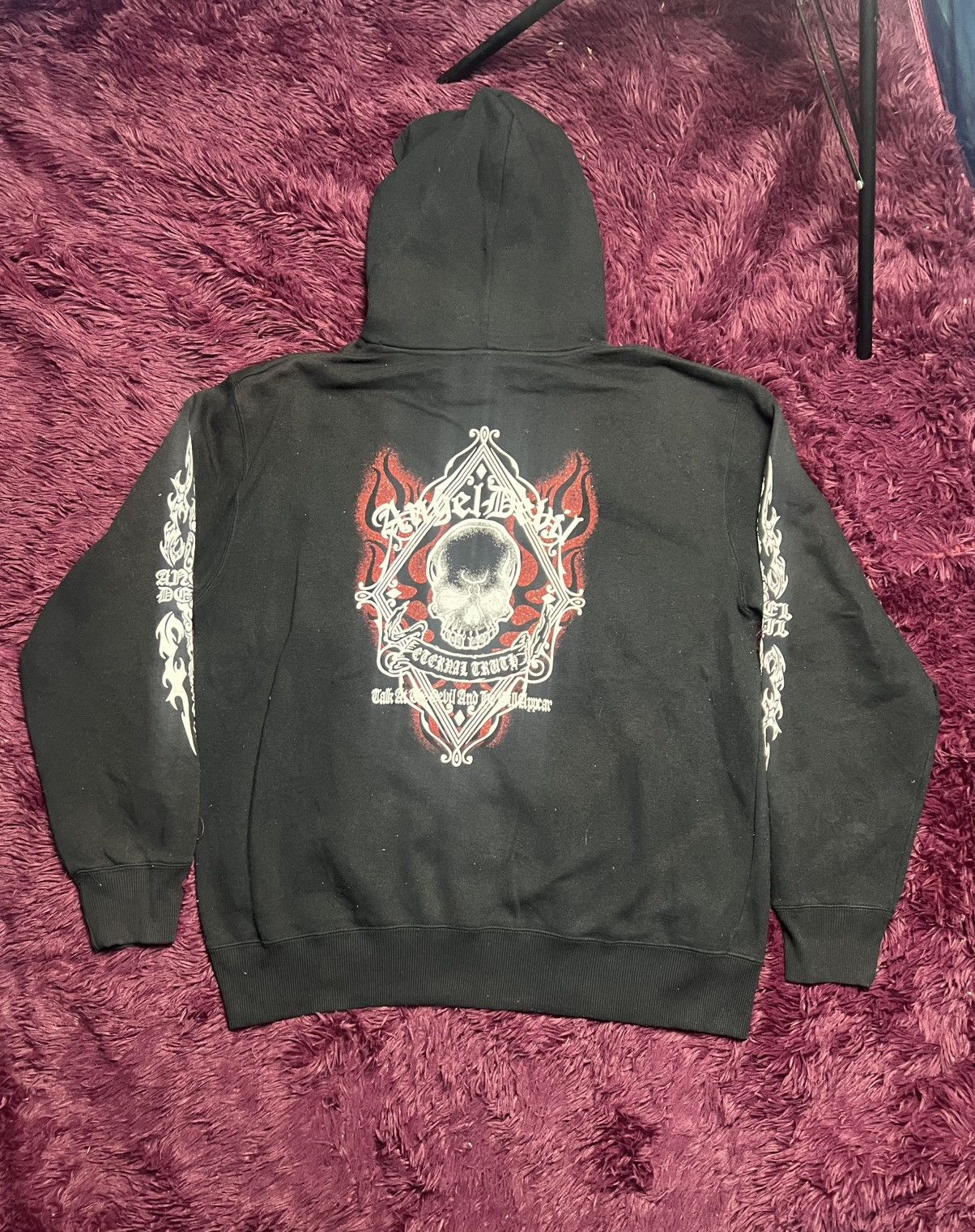 If Six Was Nine Vintage Angel Devil Gothic Skull Hoodie (44) Size US L / EU 52-54 / 3 - 2 Thumbnail