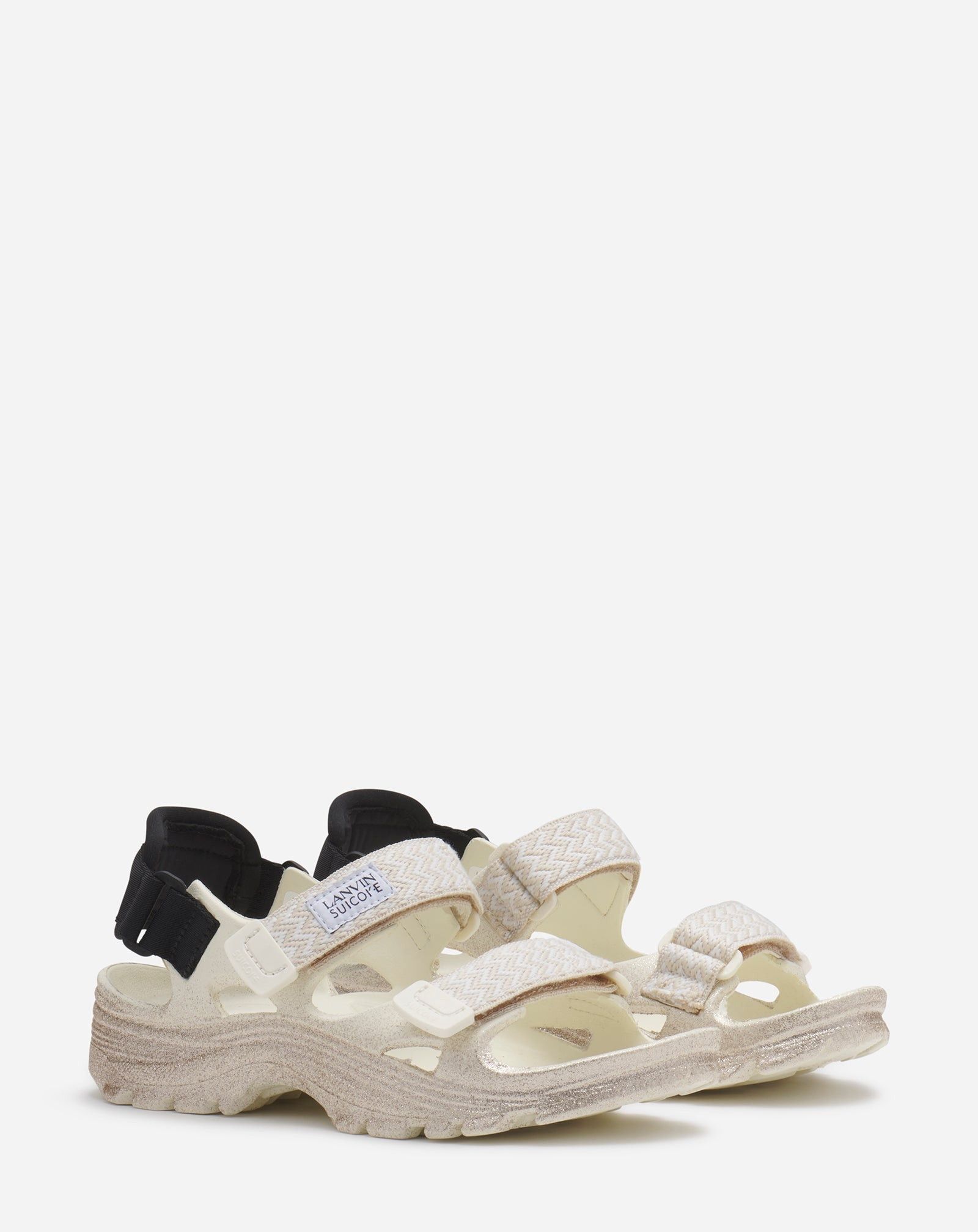 Lanvin o1w1db10125 Glittery Rubber Sandals in Cream/Black Size US 9 / IT 39 - 2 Thumbnail