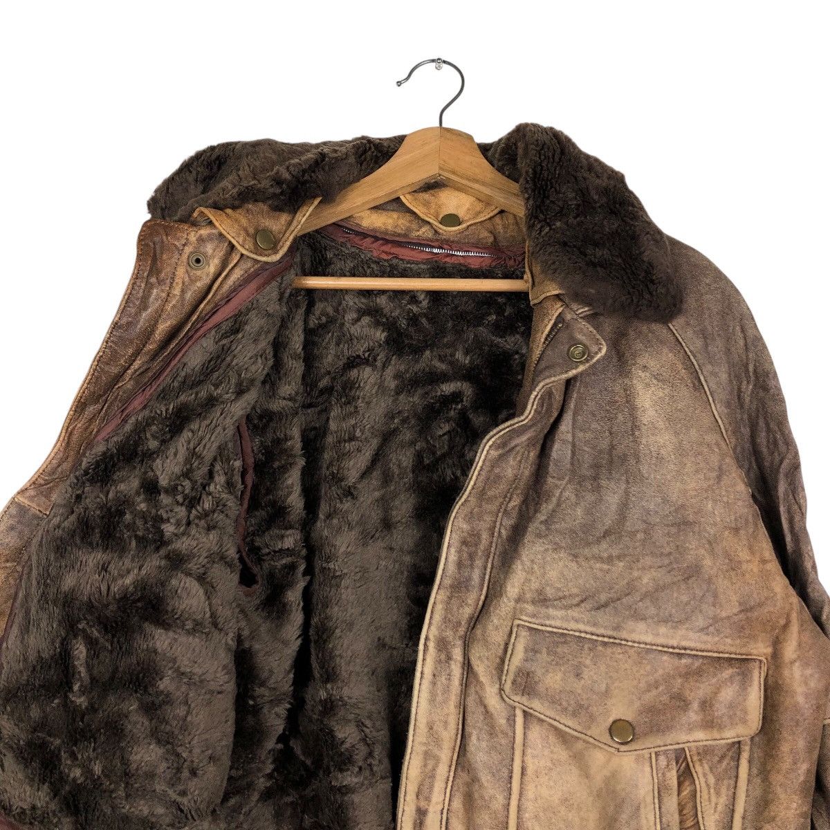 Japanese Brand 📌Vintage Bomber Leather Jacket Mink Fur Shearling Collar Size US M / EU 48-50 / 2 - 13 Thumbnail
