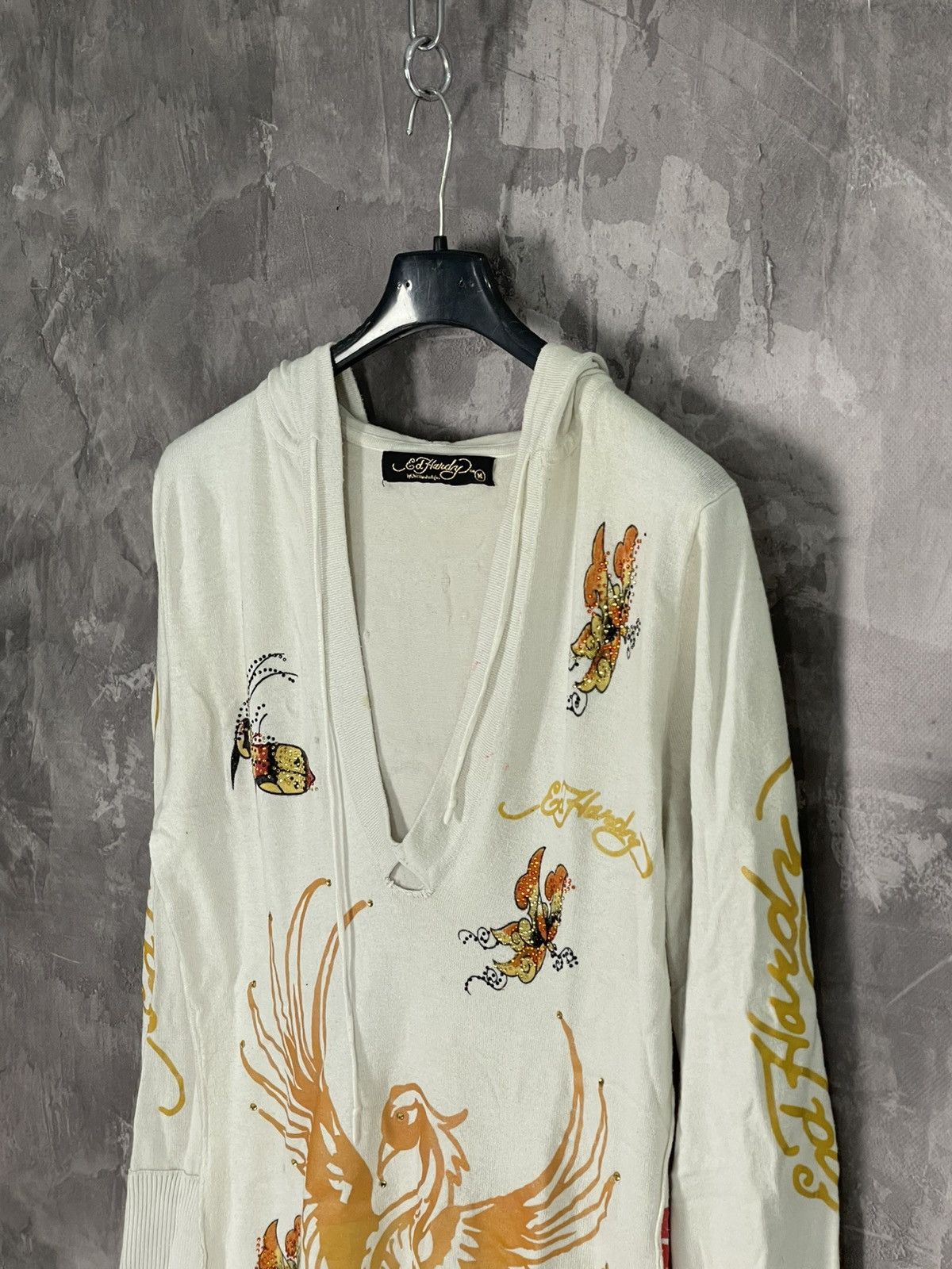Christian Audigier × Designer × Ed Hardy Ed Hardy Women's Sweater Hoodie Dress y2k 2000s Size M / US 6-8 / IT 42-44 - 9 Thumbnail