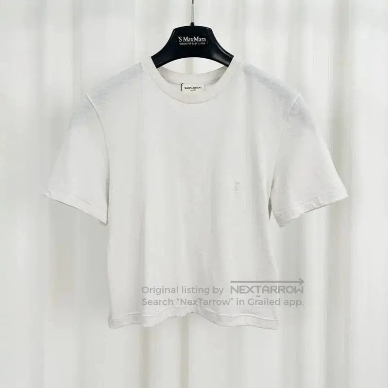 Yves Saint Laurent YSL Summer White Cotton Embroidered Logo T-Shirt . Size S / US 4 / IT 40 - 1 Thumbnail