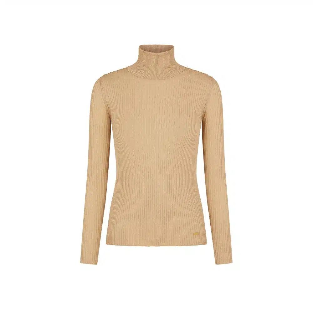 Tom Ford o1loc1c1125 MAK1316 Viscose Rib Turtleneck Sweater in Beige Size M / US 6-8 / IT 42-44 - 1 Preview