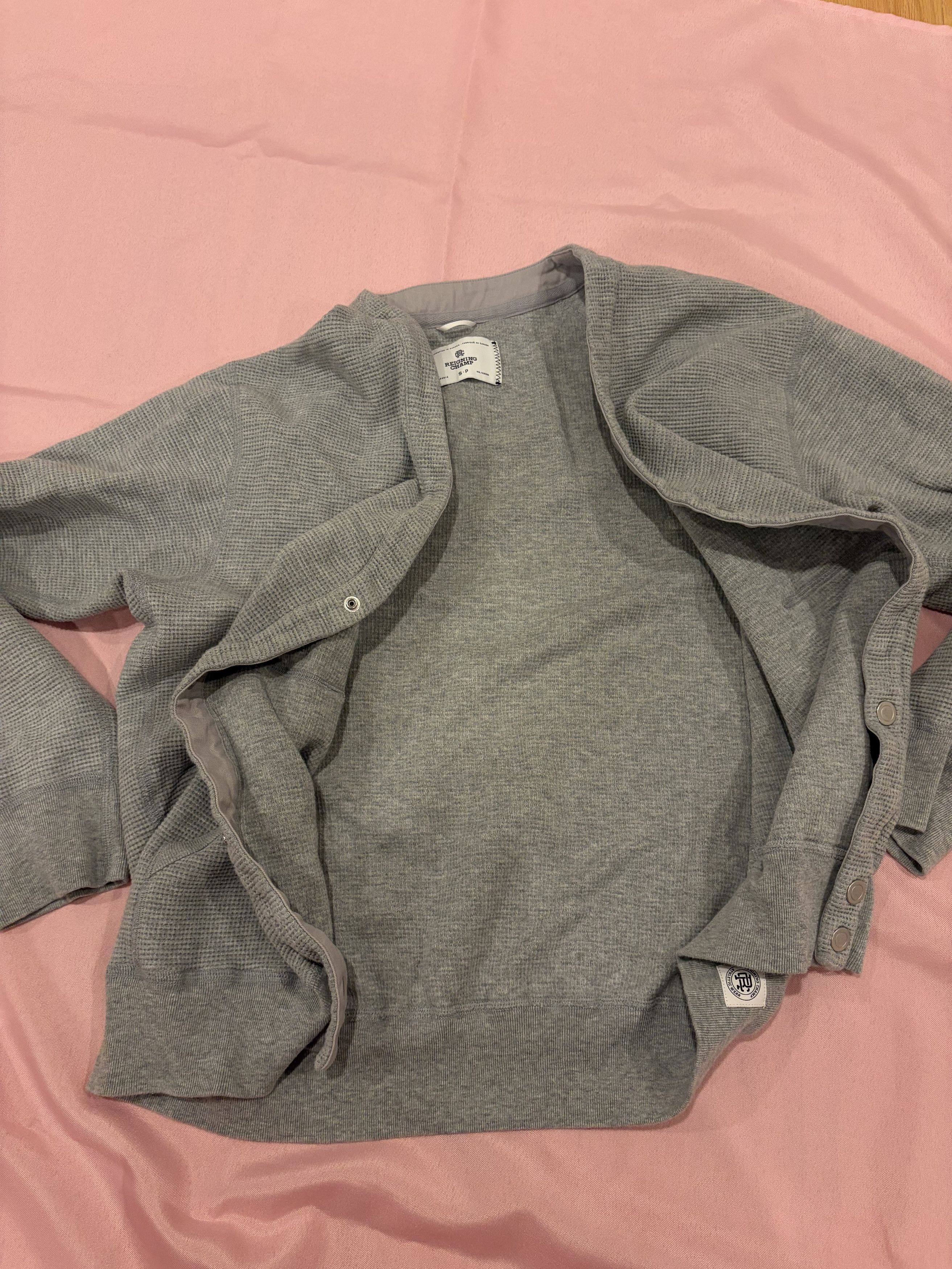Reigning Champ Reigning Champ Flatback Thermal Cardigan Heather Grey/Gray Size US S / EU 44-46 / 1 - 3 Thumbnail
