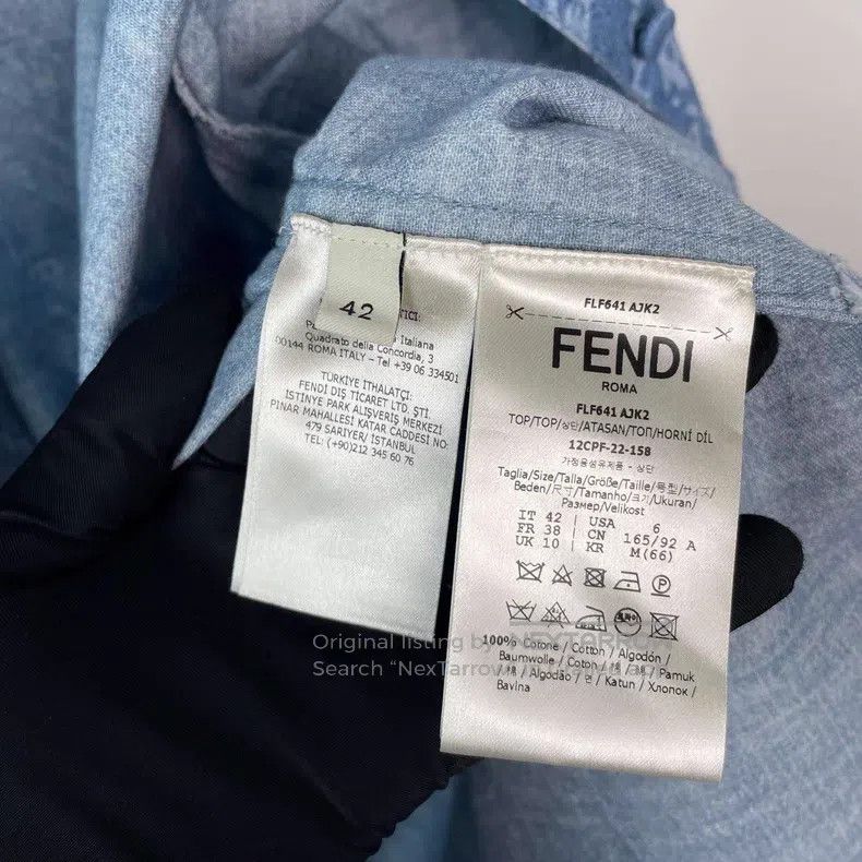 Fendi Fendi All print blue denim short-sleeve shirt Size S / US 4 / IT 40 - 5 Thumbnail