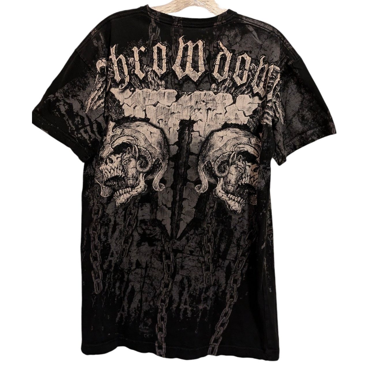 Affliction THROWDOWN Warriors Face Off T-shirt Skulls Y2K Cyber Grunge Size US L / EU 52-54 / 3 - 3 Thumbnail