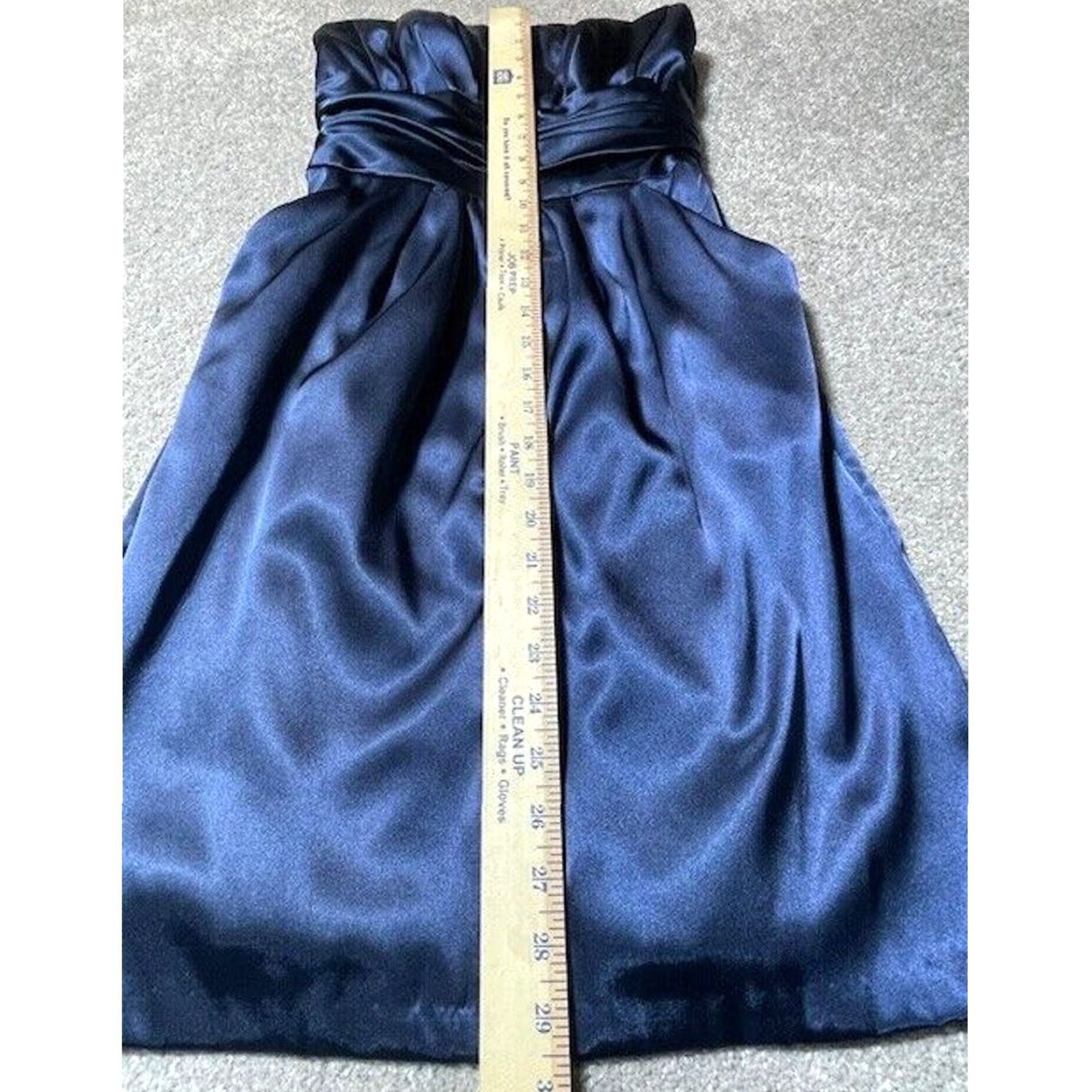 Vintage DAVID'S BRIDAL Strapless Satin Dress Prom Formal Cocktail Romantic Classic Size 2 Blue Sleeveless Polyester Regular Womens Size ONE SIZE - 6 Thumbnail