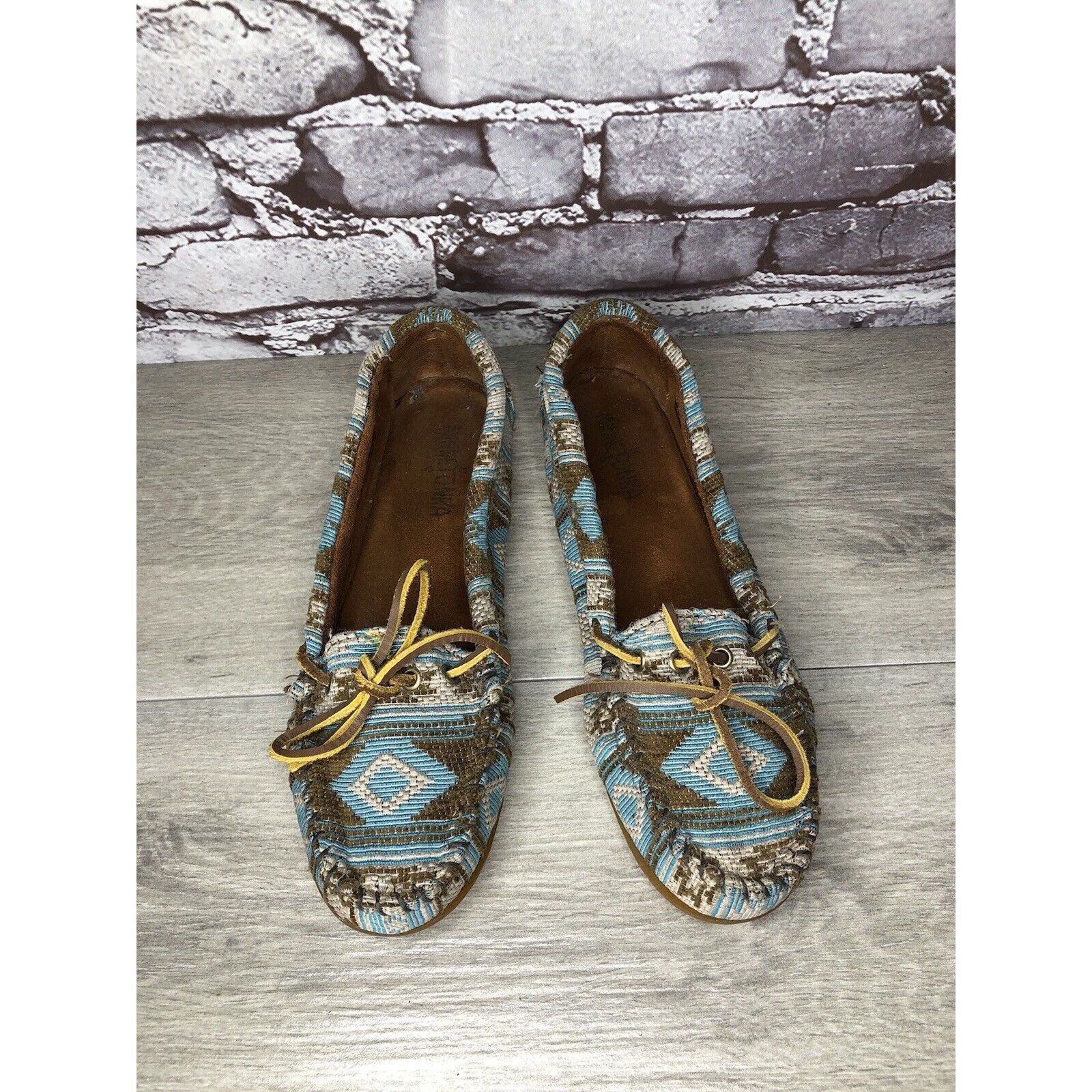 Minnetonka Minnetonka Blue Aztec Southwest Lace Bow Moccasins Shoes Wom Size US 9 / IT 39 - 15 Thumbnail