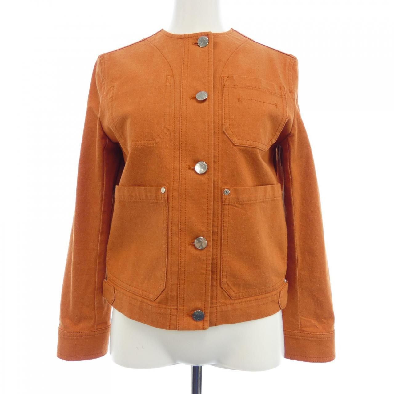 Hermes Hermes Hermès Cuir De Selle Denim Jacket Denim Outerwear DUTY FREE for USA Size ONE SIZE - 1 Thumbnail