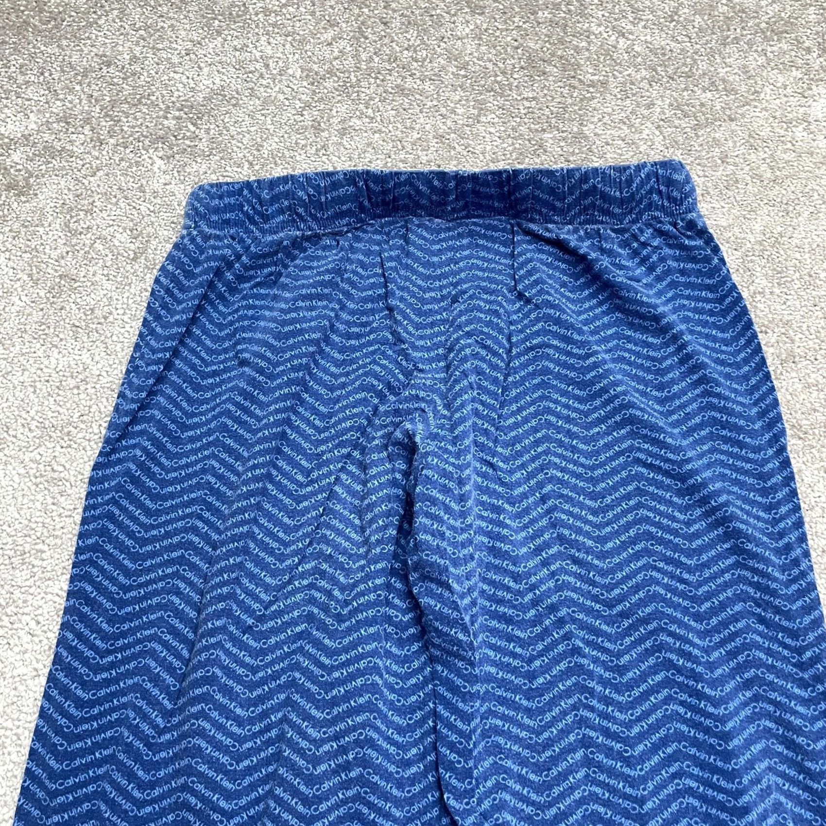 Calvin Klein Calvin Klein Pajama Pants Womens XS Blue Cotton Blend Drawstring Elastic Herringbone Sleepwear Size 26" / US 2 / IT 38 - 3 Thumbnail