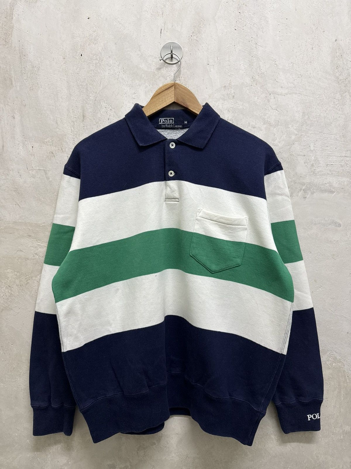 Polo Ralph Lauren Vintage Polo Ralph Lauren Stripe Collar Sweatshirt Size US M / EU 48-50 / 2 - 1 Thumbnail