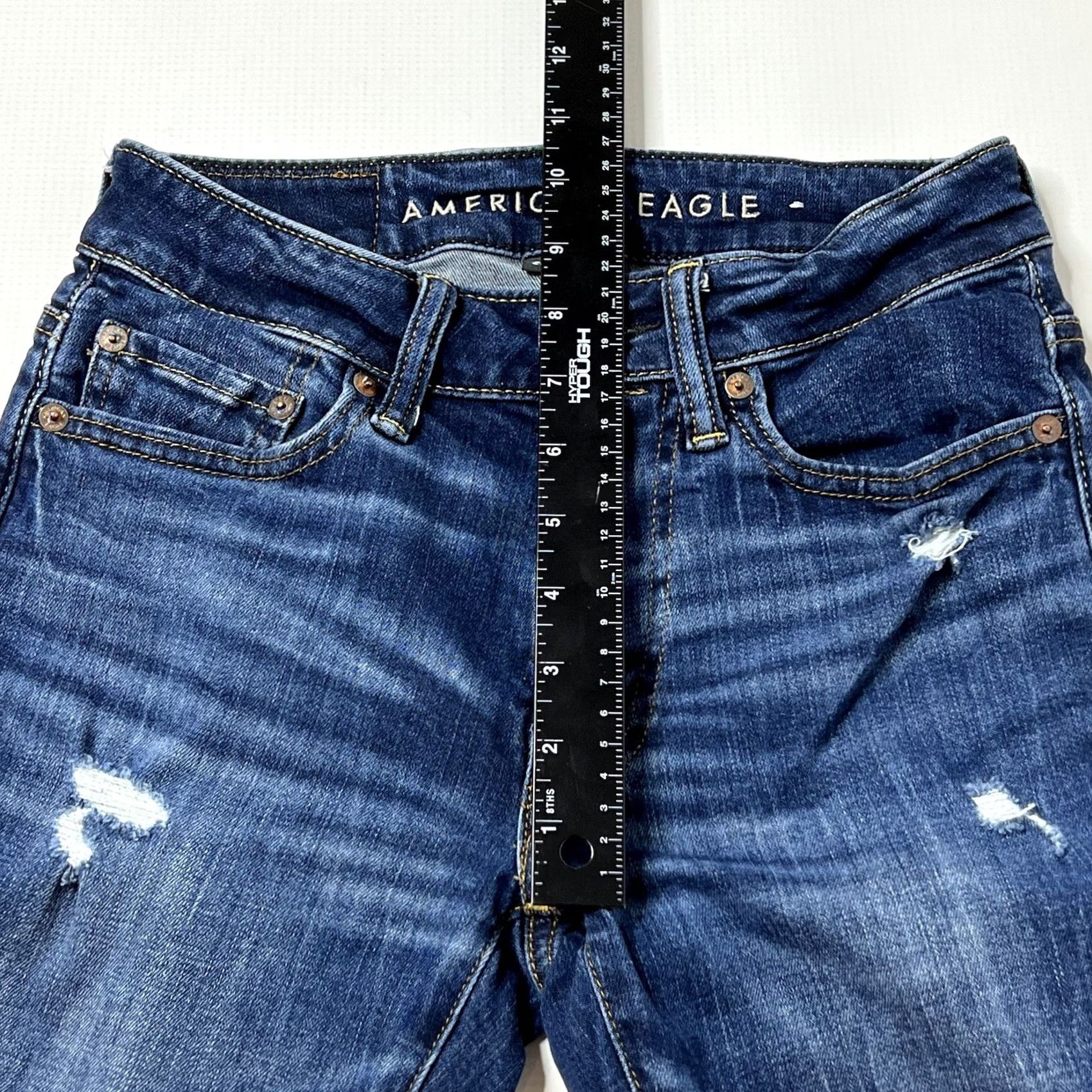 American Eagle Outfitters AE American Eagle Airflex Slim Jeans MEN’S 26x28 Dark Wash Ripped Blue Slim Fit 5-Pocket Denim Pocketed Belt Loops Boys Mens Girls Womens Size US 26 / EU 42 - 6 Thumbnail