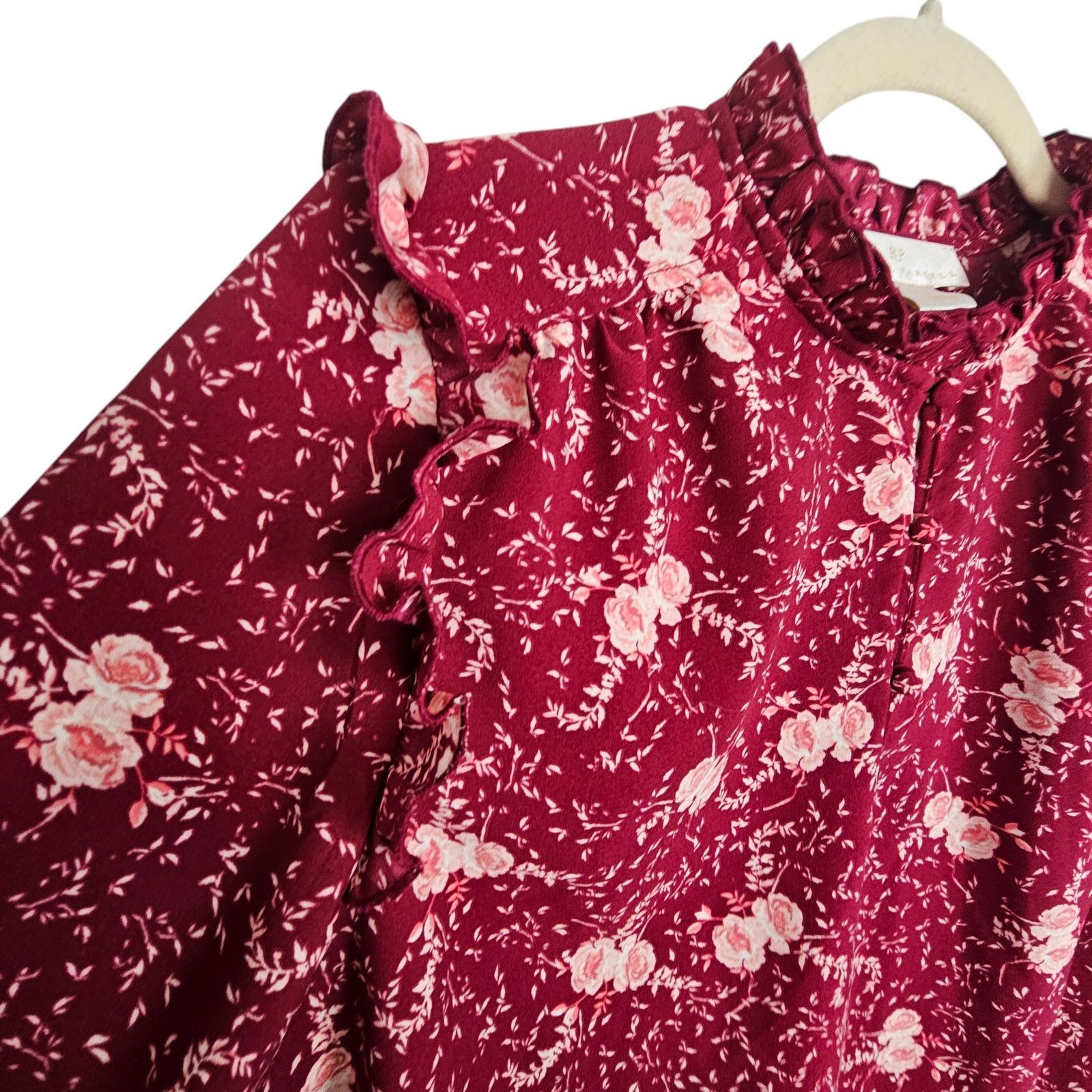 Rachel Gilbert Rachel Parcell Womens Floral Ruffle Neck Blouse Sz M Cottage Size M / US 6-8 / IT 42-44 - 5 Thumbnail