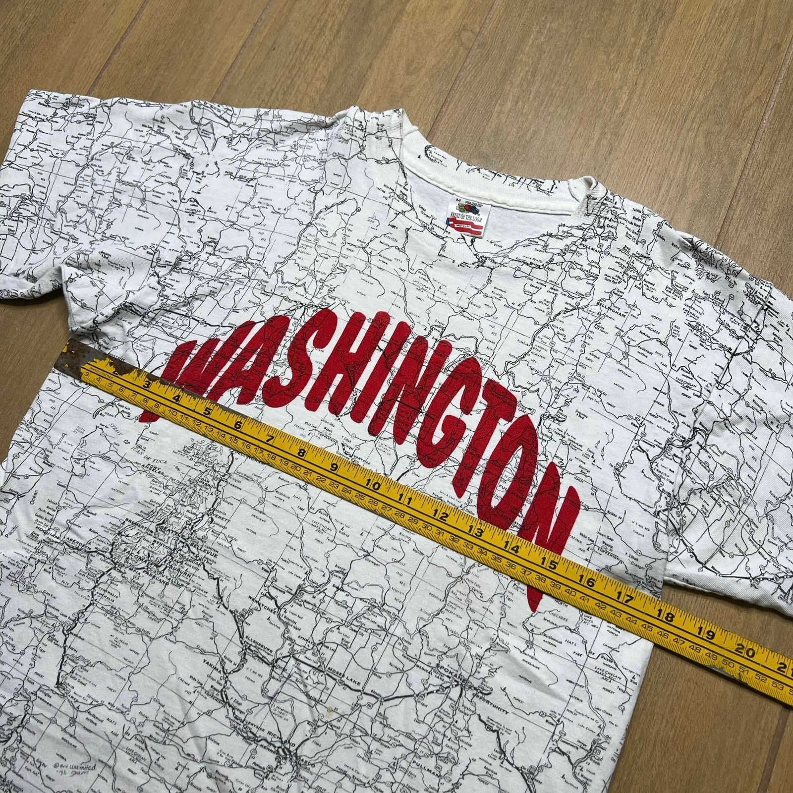Fruit Of The Loom Vintage 90s Washington State AOP Single Stitch T-shirt M Size US M / EU 48-50 / 2 - 8 Thumbnail