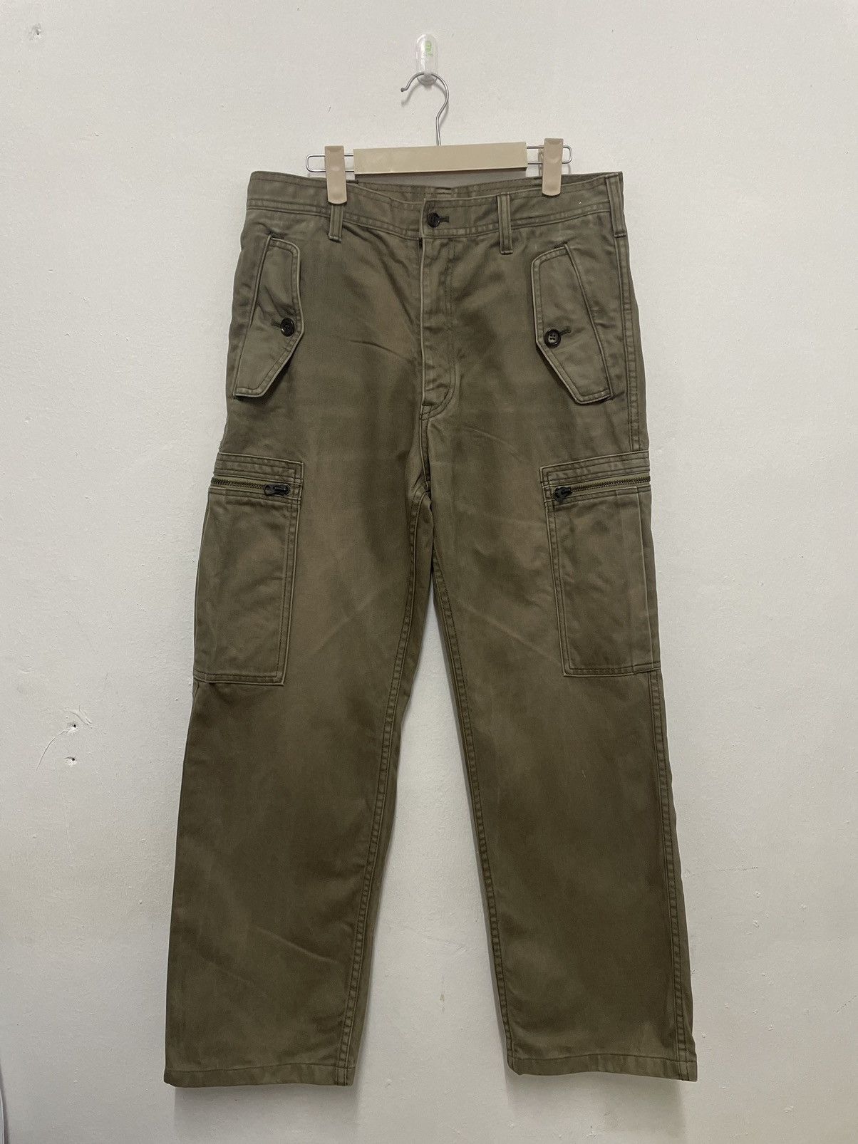 image of Vintage Comme Des Garcons Homme Cargo Pants in Army Green, Men's (Size 32)