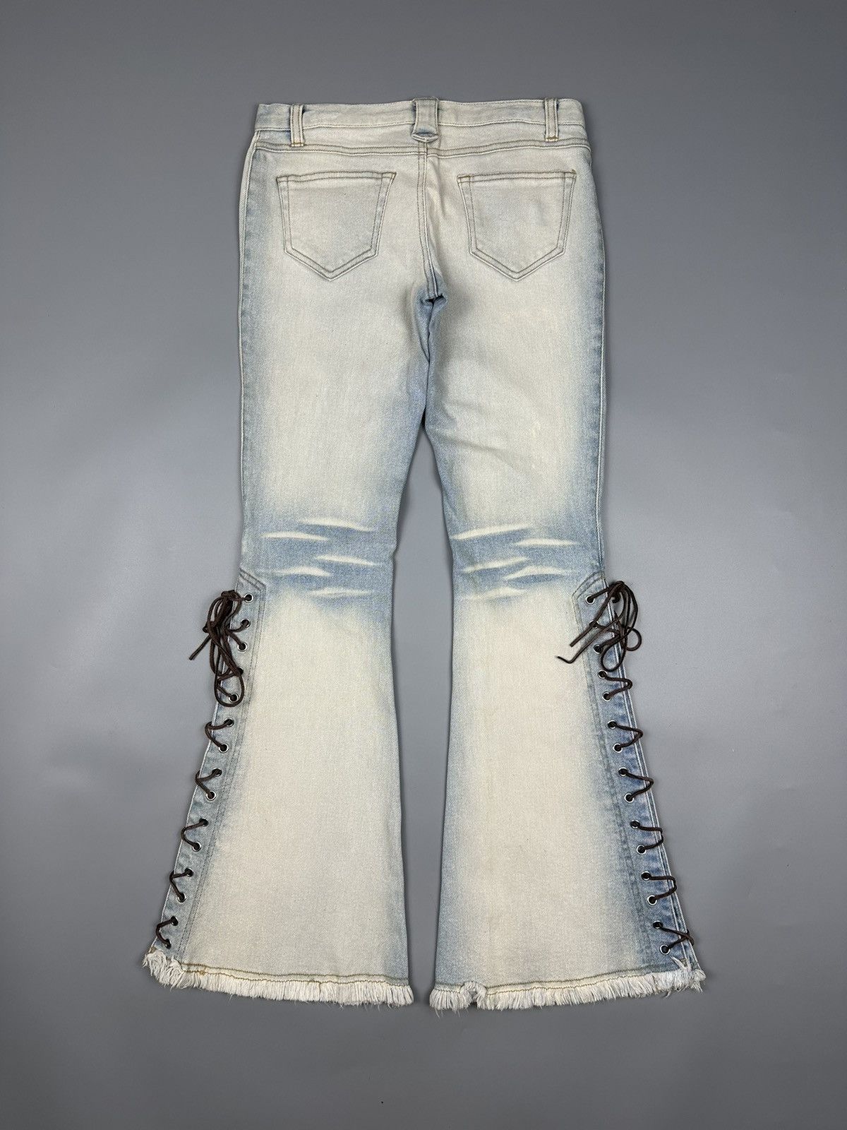 If Six Was Nine × Le Grande Bleu (L.G.B.) 🔥Sick Nine🔥Vintage Spread Micros Flared Cowboy Jeans Size US 28 / EU 44 - 2 Thumbnail