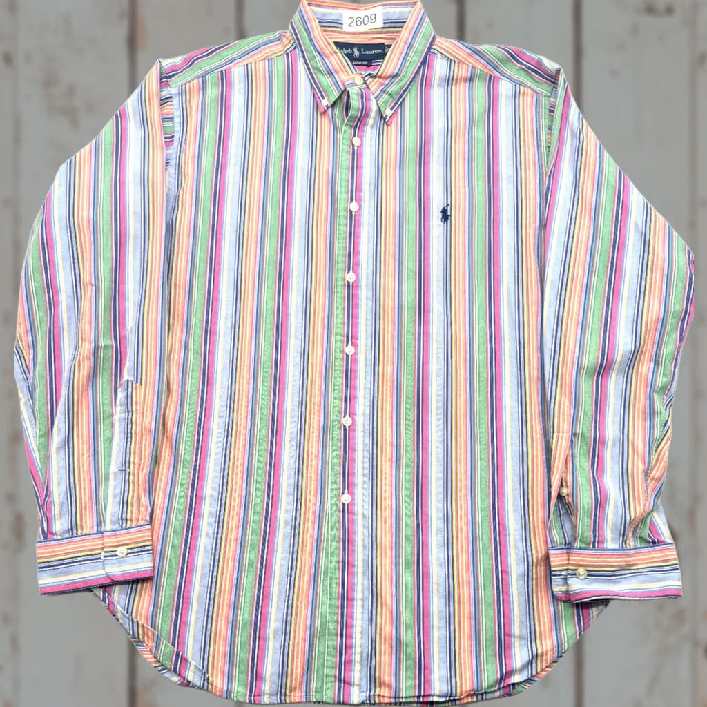 Ralph Lauren Ralph Lauren Yarmouth Long Sleeve Button-Up Mens Large Striped Shirt Cotton 2609 Size US XL / EU 56 / 4 - 1 Thumbnail