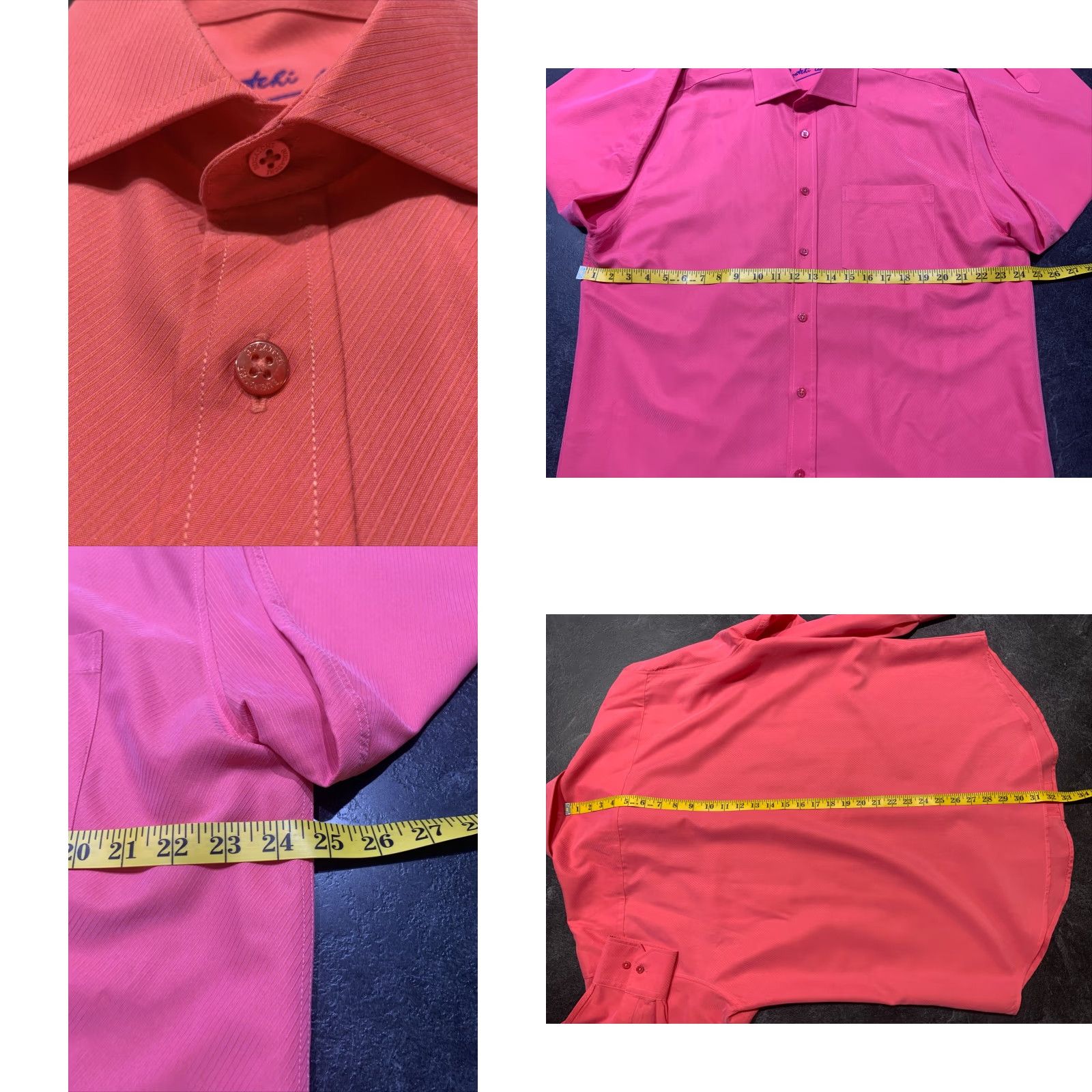 BUGATCHI VINTAGE Bugatchi Uomo Dress Shirt Long Sleeve Adult Large Pink Preowned Mens Size 42R - 8 Thumbnail
