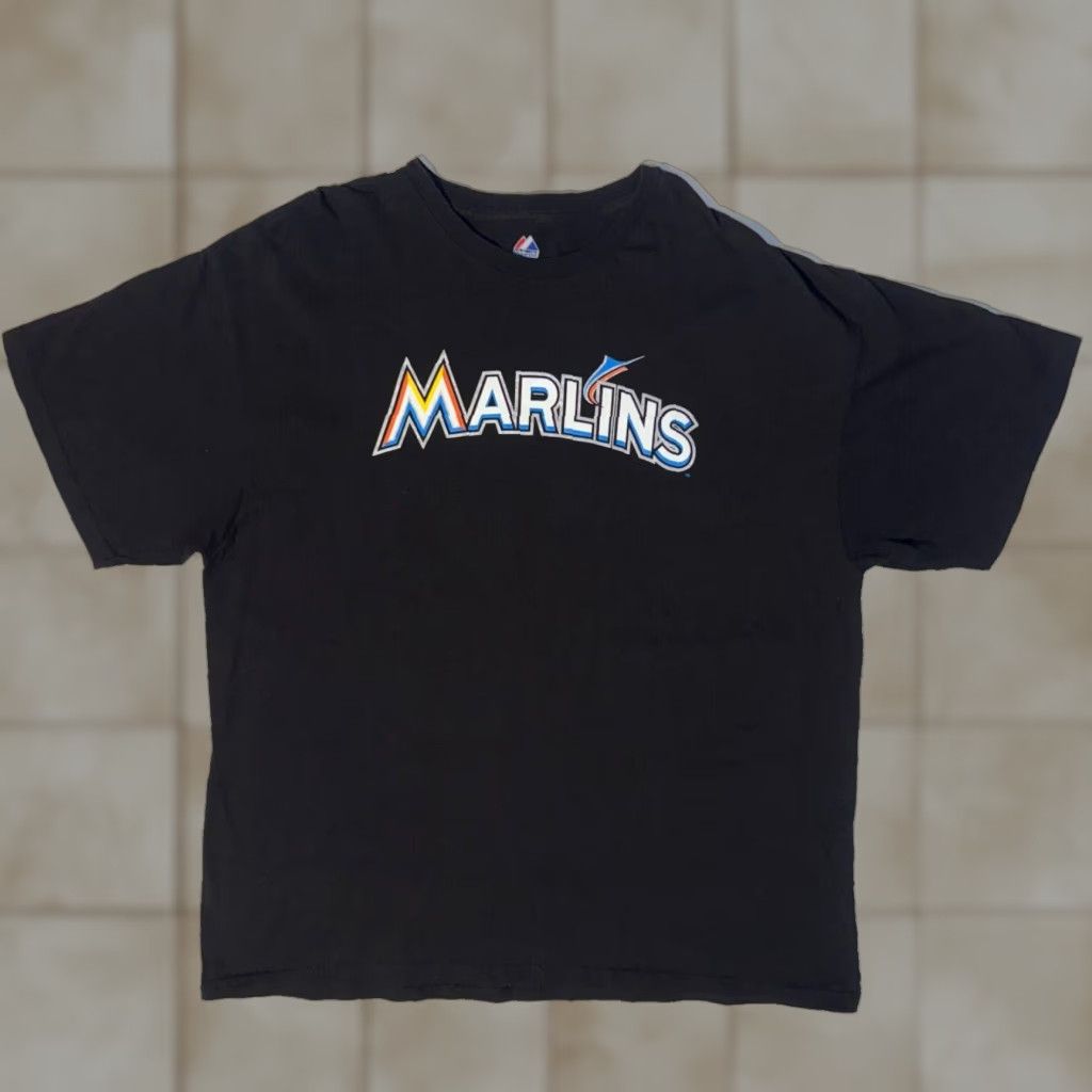 MLB Majestic MLB Miami Marlins Black Graphic Sports T-Shirt 2XL Men Short Sleeve Logo Shirt Size US XXL / EU 58 / 5 - 1 Thumbnail