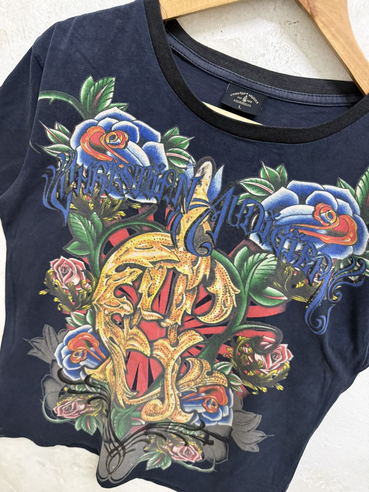 Christian Audigier Vintage Christian Audigier Floral T-Shirt Size US L / EU 52-54 / 3 - 3 Thumbnail