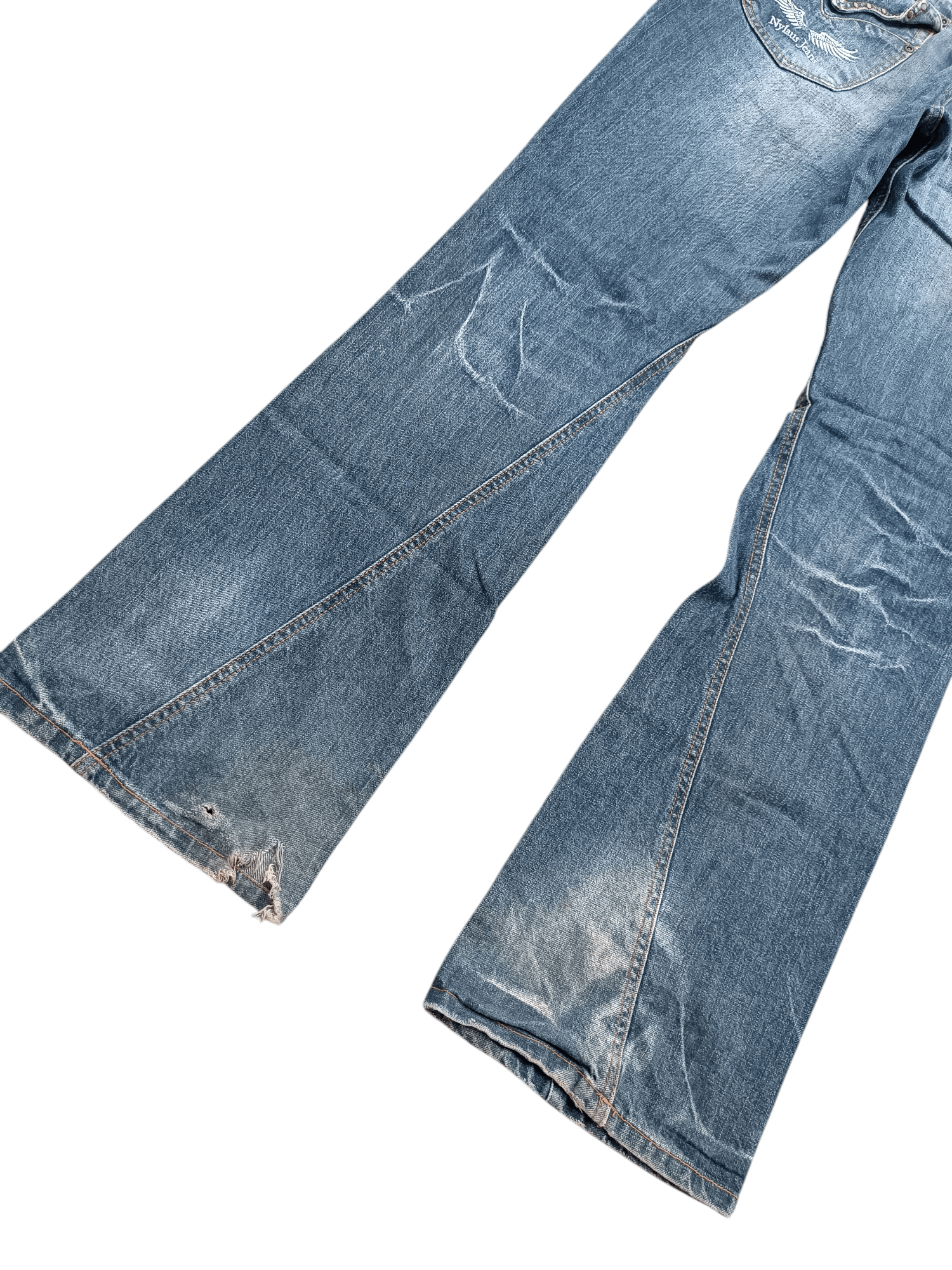 Japanese Brand Nylaus Jeans Flare Distressed Denim Style Size US 34 / EU 50 - 4 Thumbnail