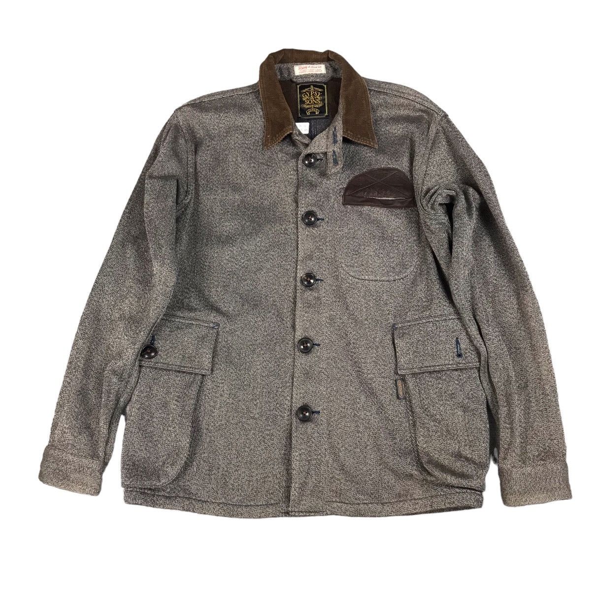 image of Gypsy Sony Japan Leather Pocket Button Jacket in Grey, Men's (Size Medium)