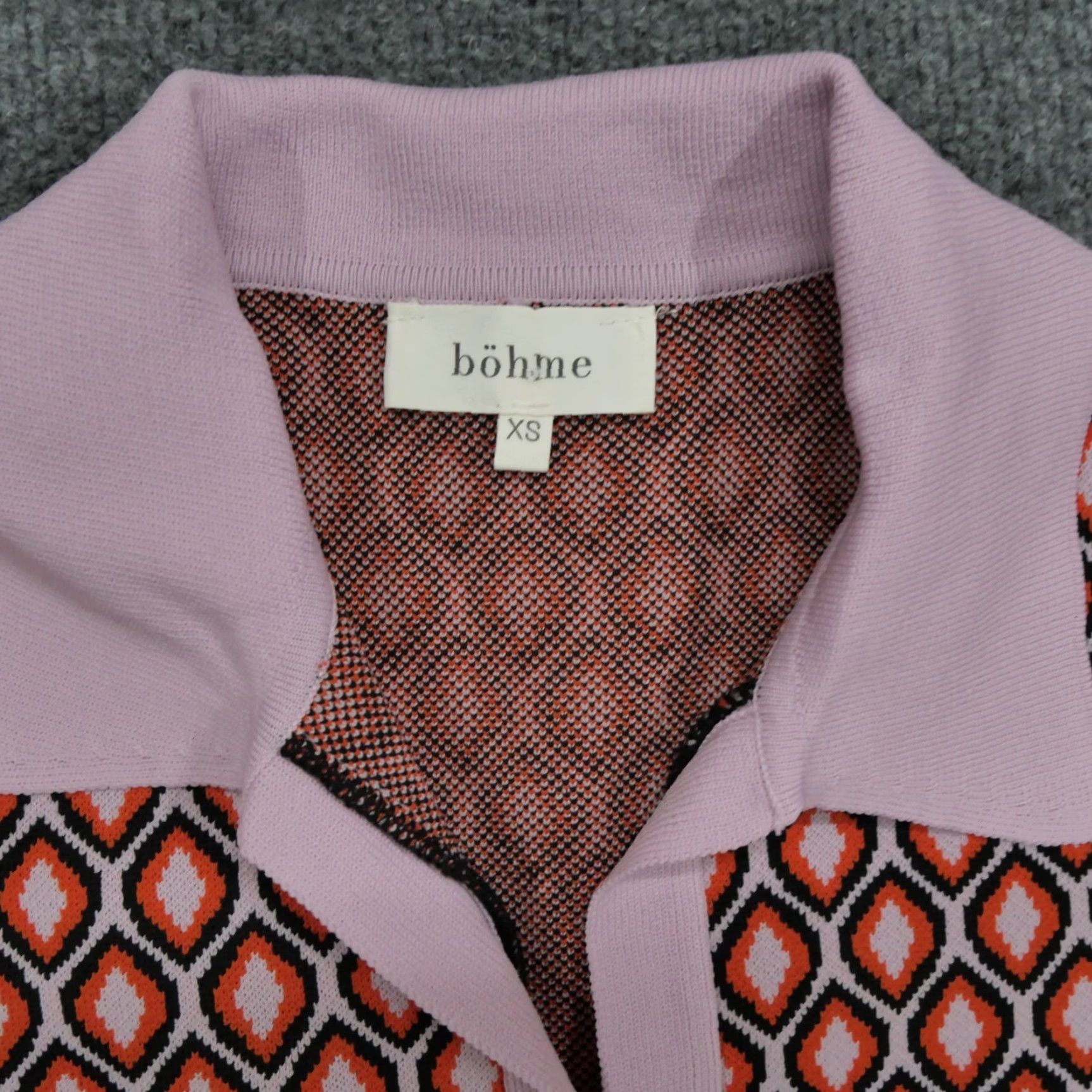 Pinko Bohme Dress Womens XS Mini Knit Retro Orange Pink Short Sleeve Collared Casual Size XS / US 0-2 / IT 36-38 - 3 Thumbnail