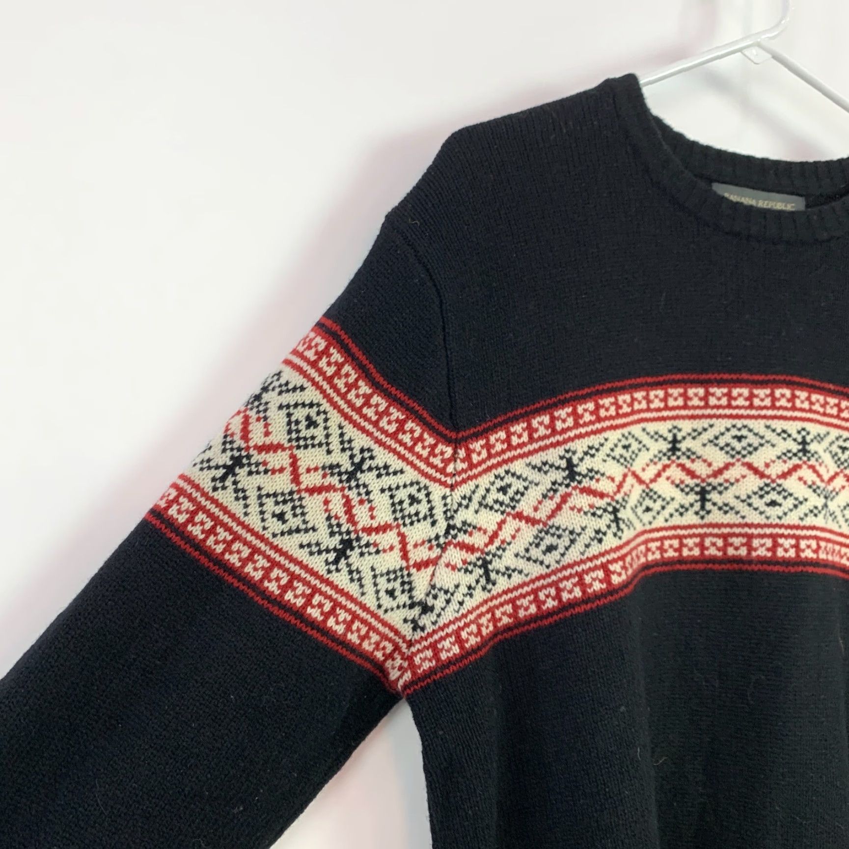 Banana Republic VINTAGE Banana Republic Factory Fair Isle Lambswool Black Sweater Large Size US L / EU 52-54 / 3 - 2 Thumbnail