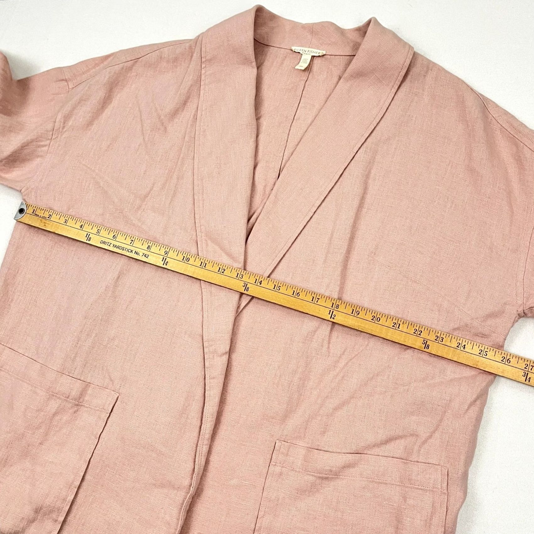 Eileen Fisher Eileen Fisher Jacket Womens 2X Pink Organic Linen Open Front Lagenlook Coastal Jacket Size XXL / US 16-18 / IT 52-54 - 6 Thumbnail