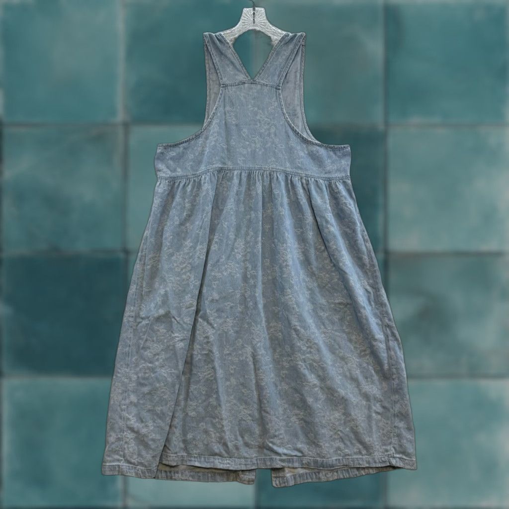 Denime VINTAGE 90s Denim Jumper Midi Maxi Dress 14P Petite Blue Floral Cottagecore Prairie Mainstreet Blues Dress Womens Size XL / US 12-14 / IT 48-50 - 1 Thumbnail